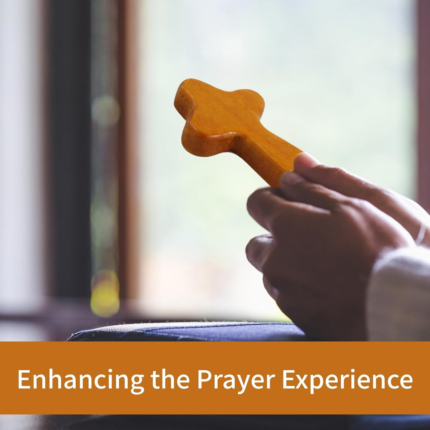 Wooden Cross, 10Cm Wooden Crucifix, Olive Wood Religious Keepsake with Portable Woven Sack, Symbol of Christian Faith, for Daily Inspiration, Baptisms and Commemoration image number 2