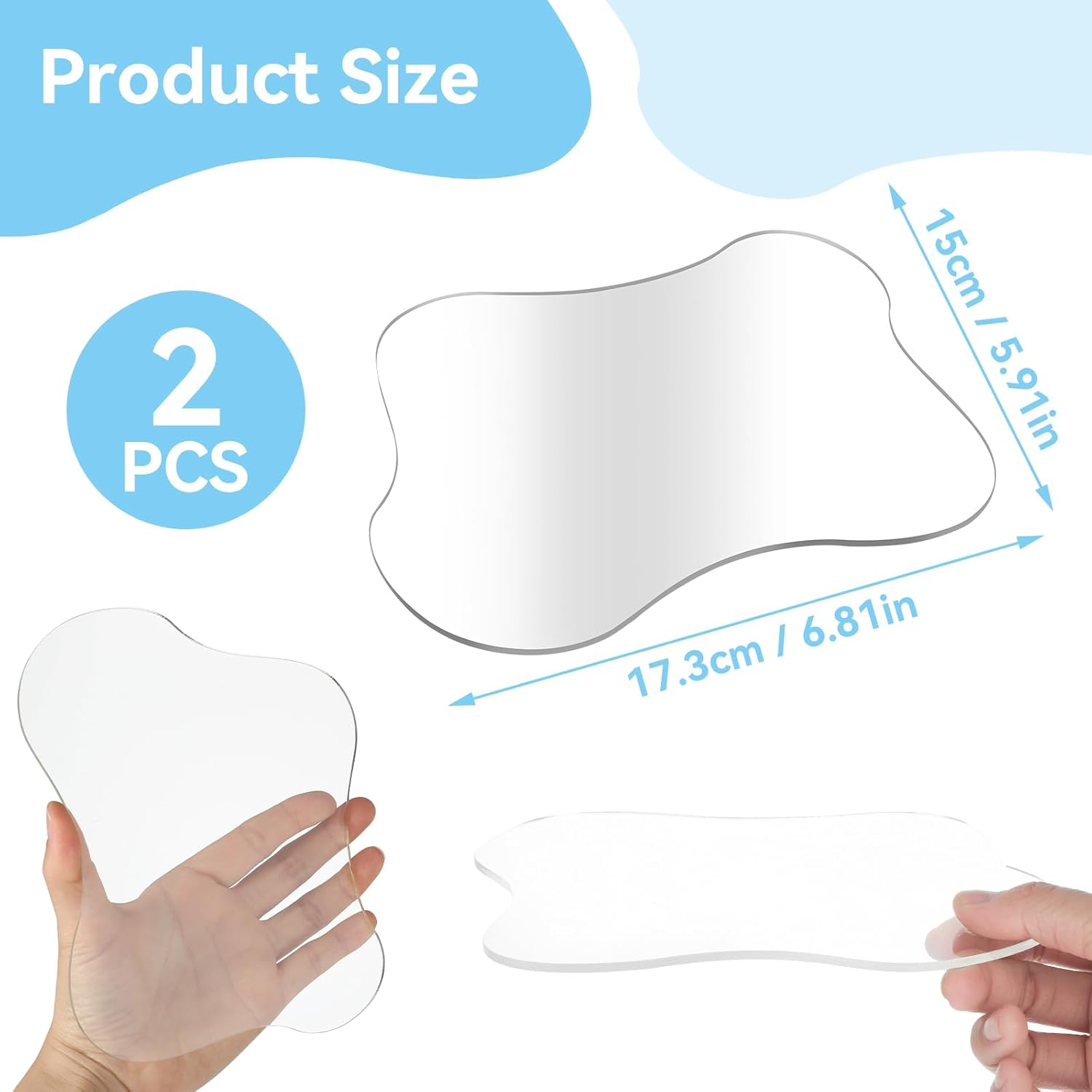 2 Packs Acrylic Coaster Transparent Irregular Bar Drink Coasters Coffee Cups Clear Decorative Plates Insulated Dish Mat for Desk Tabletop Protection Kitchen Office Ornaments Posing Props