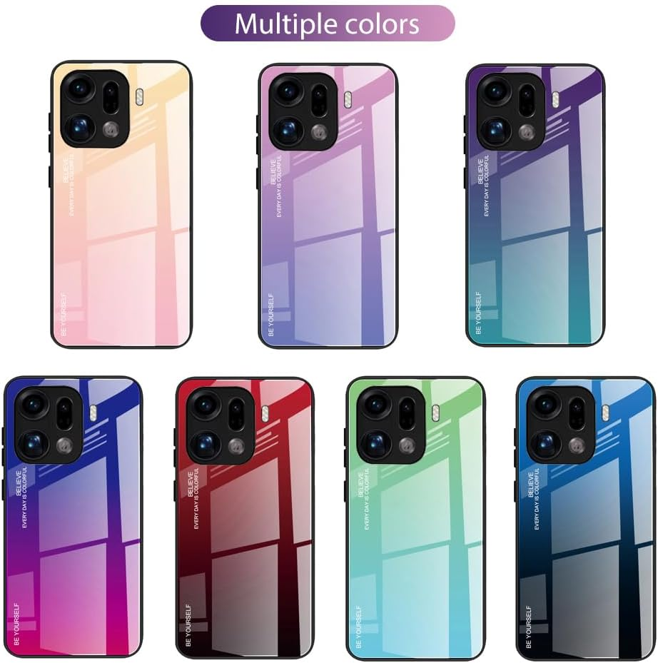 DEDUX Case for Oppo Find X9 Pro 5G Mobile Phone Case, Gradient Glass and TPU Protective Case Cover for Oppo Find X9 Pro 5G (Blue/Black) - Gold/Pink image number 4