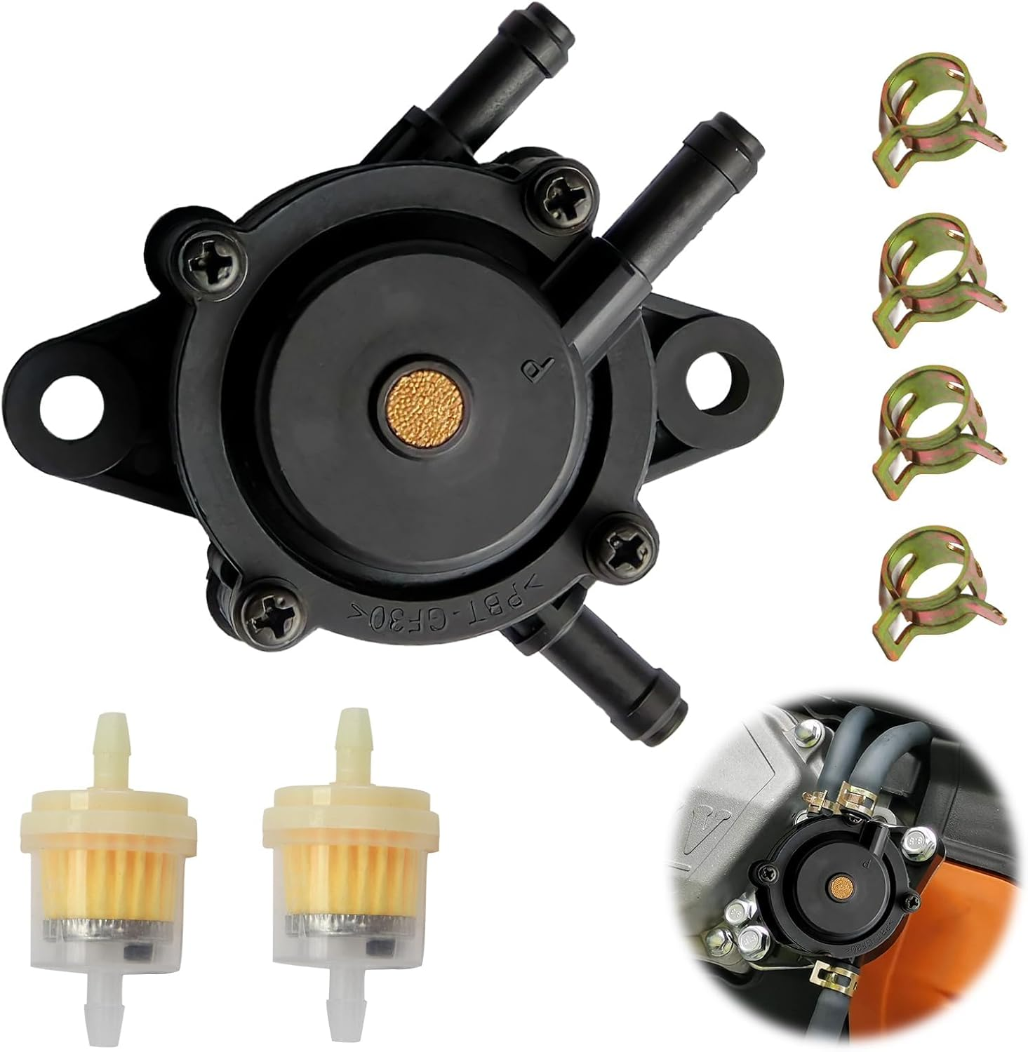 Yenblow Vacuum Fuel Pump Kit, Gas Fuel Filter with Clamps, Fuel Pump Compatible with Kohler 17HP-25 HP Briggs and Stratton John Deere Honda Yamaha Lawn Mower Tractor Small Engine image number 1