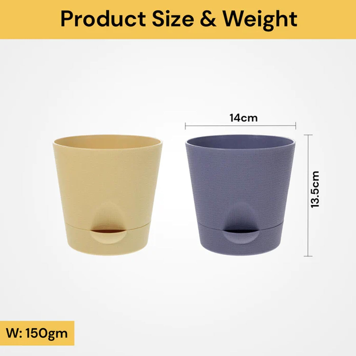 EZONEDEAL Indoor Self-Watering Planters, Planter Pots Indoor Self-Watering Planters with Drainage Holes & Saucers, Plastic Flower Pots, Nursery Planting Pots for Indoor Outdoor Plants (Grey) - Beige image number 5