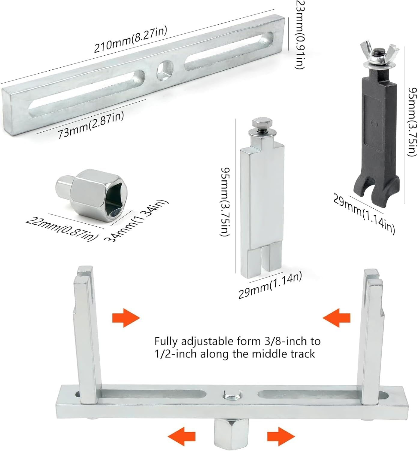 Fuel Tank Lock Ring Tool Kits, Universal Fuel Pump Removal Tool 4 PCS with 1 Wrench, Adjustable Fuel Pump Lock Ring Senders Removal Install Tools image number 5