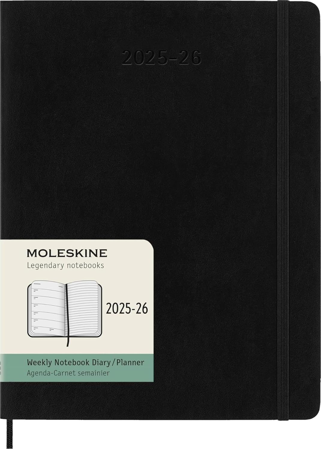 Moleskine 18 Monate Wochenkalender 2025/2026, XL, 1 Wo = 1 Seite, Rechts Linierte Seite, Weicher Einband, Schwarz image number 6