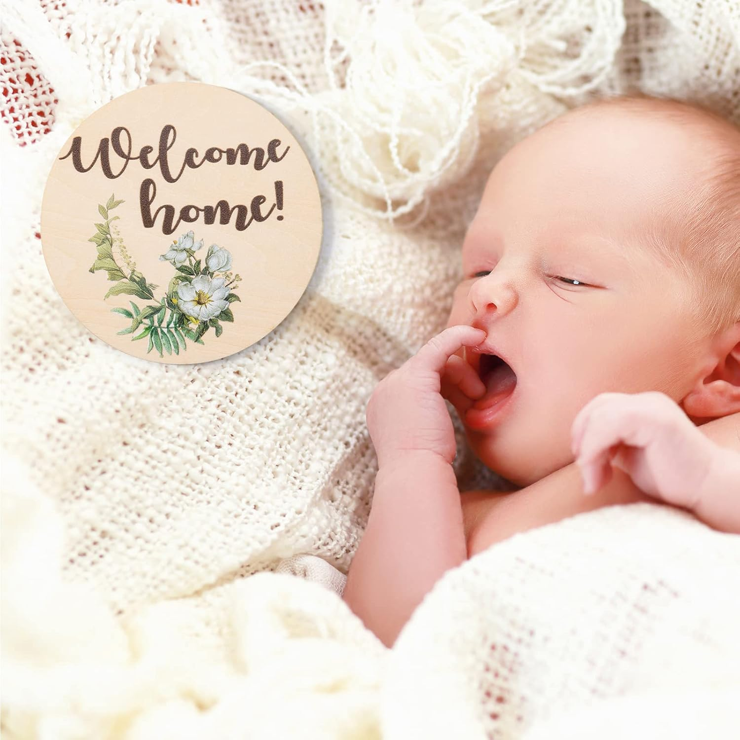 Baby Monthly Milestone Cards Sign - 10 Double Sided Marker Wooden Circles Discs Newborn Photography Prop, Pregnancy Journey Birth Announcement Sign Baby Boy and Girl Gift Sets image number 6