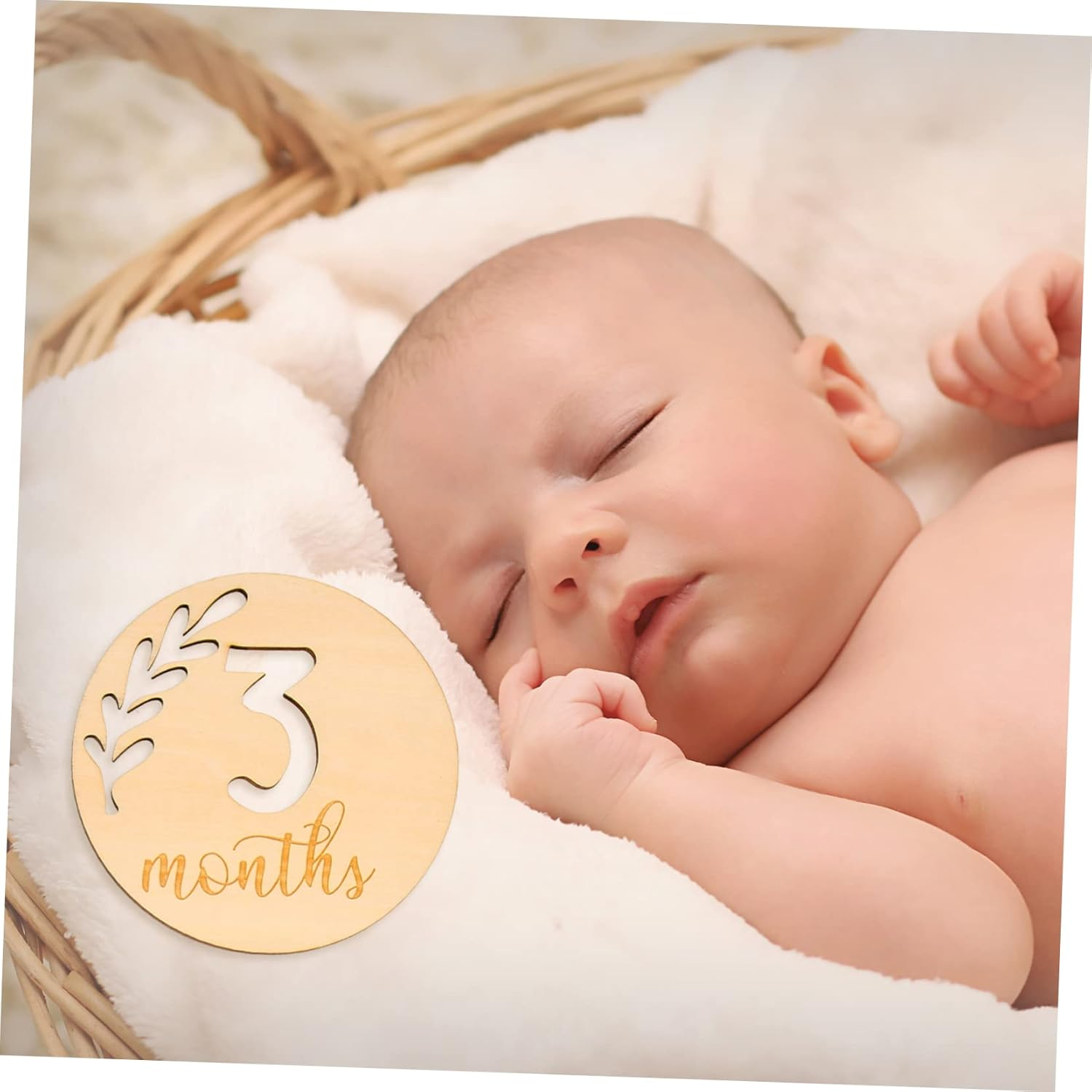 12Pcs Monthly Milestone Commemorative Blocks Wooden Growth Cards Newborn Photography Props image number 4