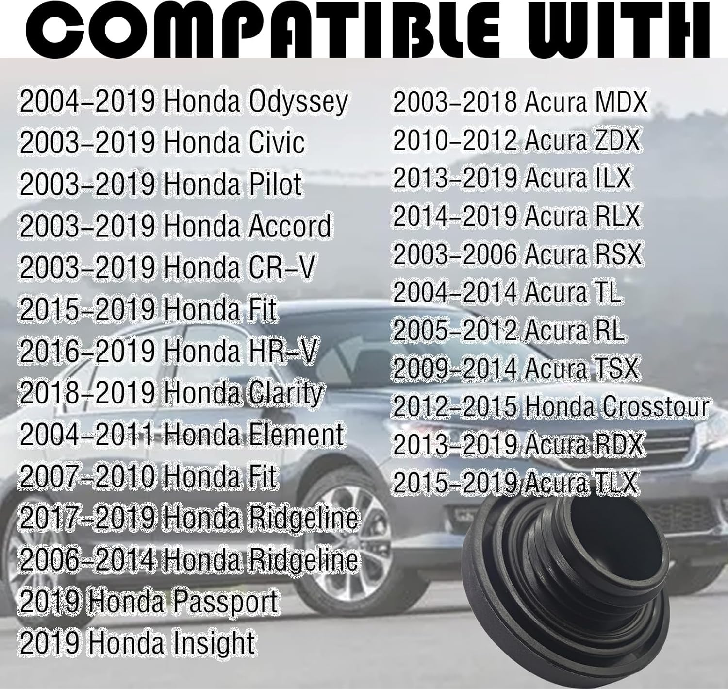 Engine Oil Filler Cap, Compatible with 2003-2018 Acur MDX, 2002-2011 Honda CRV, 2003-2019 Civic Pilot Accord CR-V, 2015-2019 Fit, 2004-2014 Acur TL, 2004-2019 Odyssey, 15610-P5G-000 image number 3