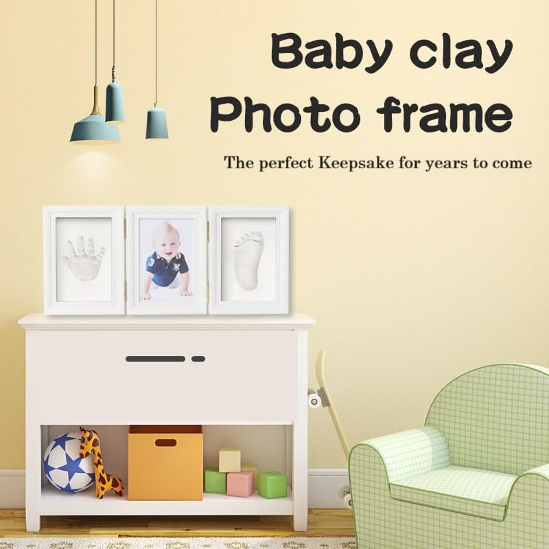 Baby Hand and Footprint Kit, Baby Footprint Kit, Baby Handprint Kit, Footprint, Handprint, Baby Imprint Kits, Newborn Baby Gifts, Nursery Picture Frame, Shower Gifts, Milkywhite, HG and J