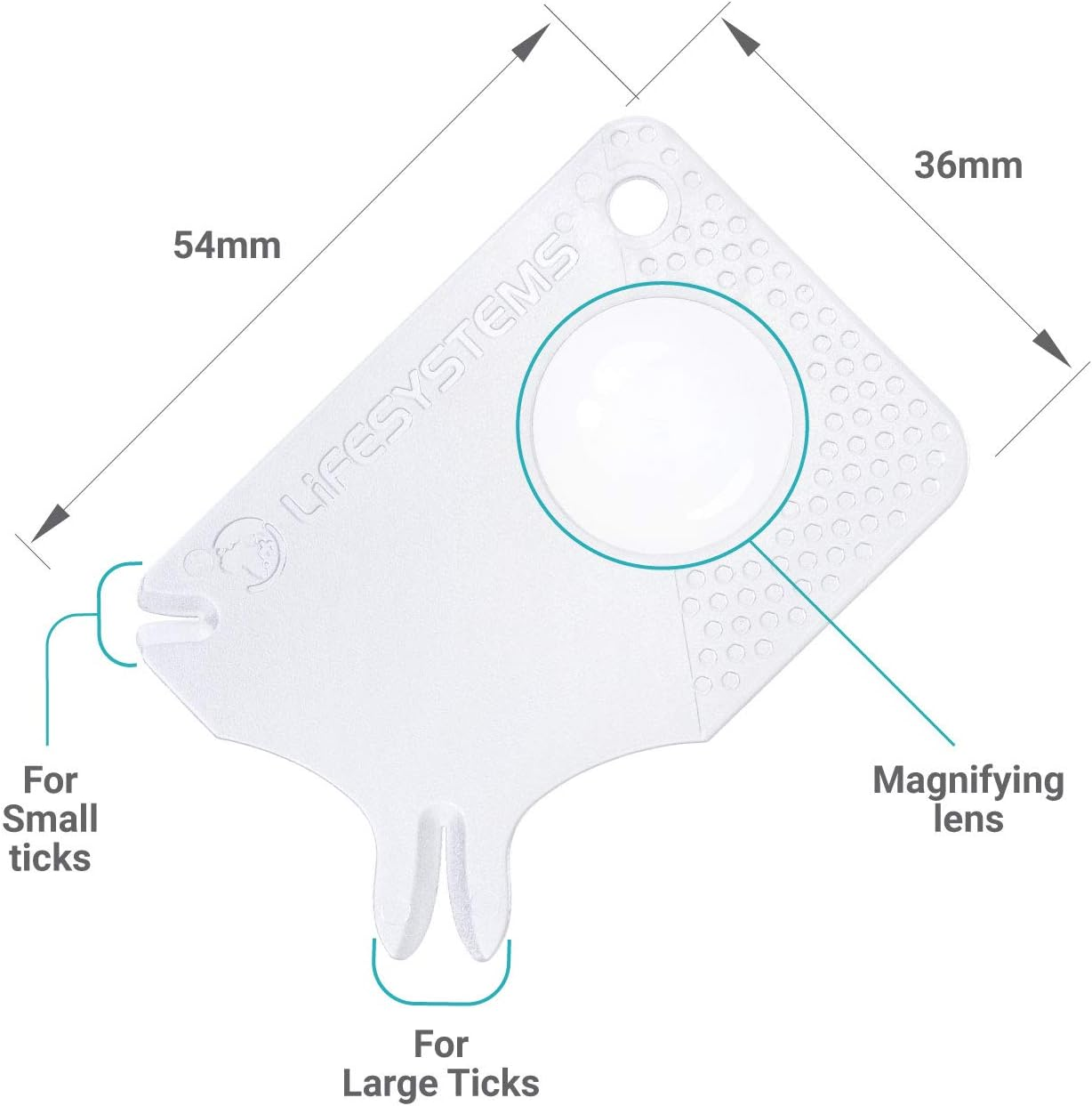 Lifesystems Key-Ring Tick Removal Card for Dogs or Humans, with Magnifying Lens, White image number 4