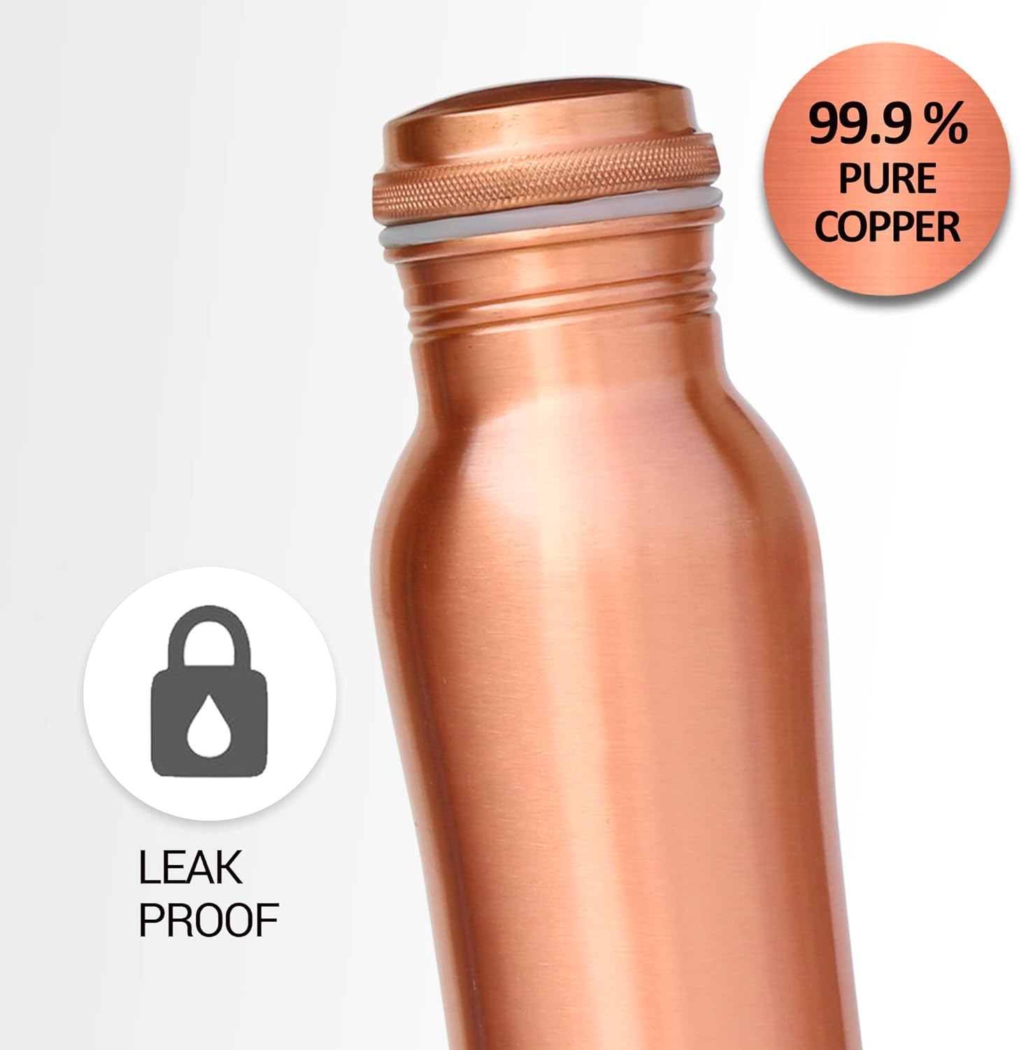 Milton Copper Water Bottle 34 Oz Extra Large - an Ayurvedic Pure Copper Vessel, Drink More Water, Lower Your Sugar Intake and Enjoy the Health Benefits Immediately- 920 Ml Copperas image number 6