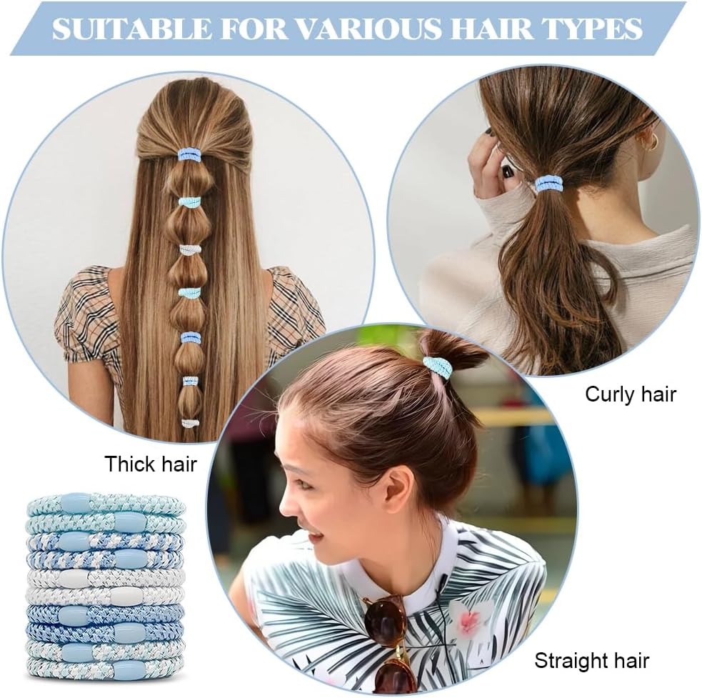 HMCEY Pack of 10 Women'S Hair Bobbles Scrunchies Colourful Tie Hair Elastics Ponytail Holder Hair Bands Multicoloured Suitable for All Hairstyles image number 4