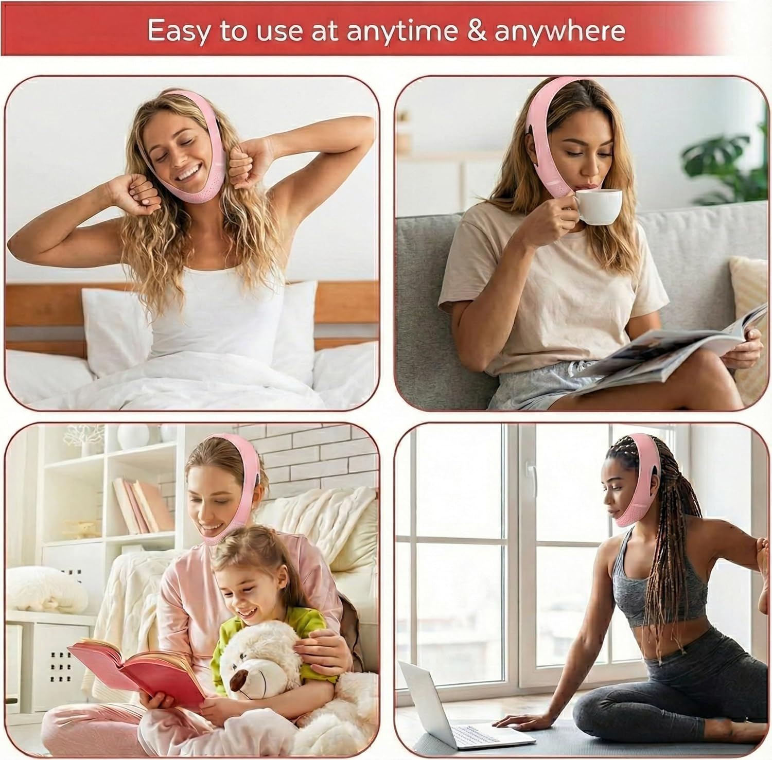 IMTKOOCO Reusable Double Chin Reducer, Face Lift Tape - Face Slimming Strap Chin Strap for Women Breathable Comfortable V Lifting Mask with Innovative Lifting Technology One Fits All image number 1