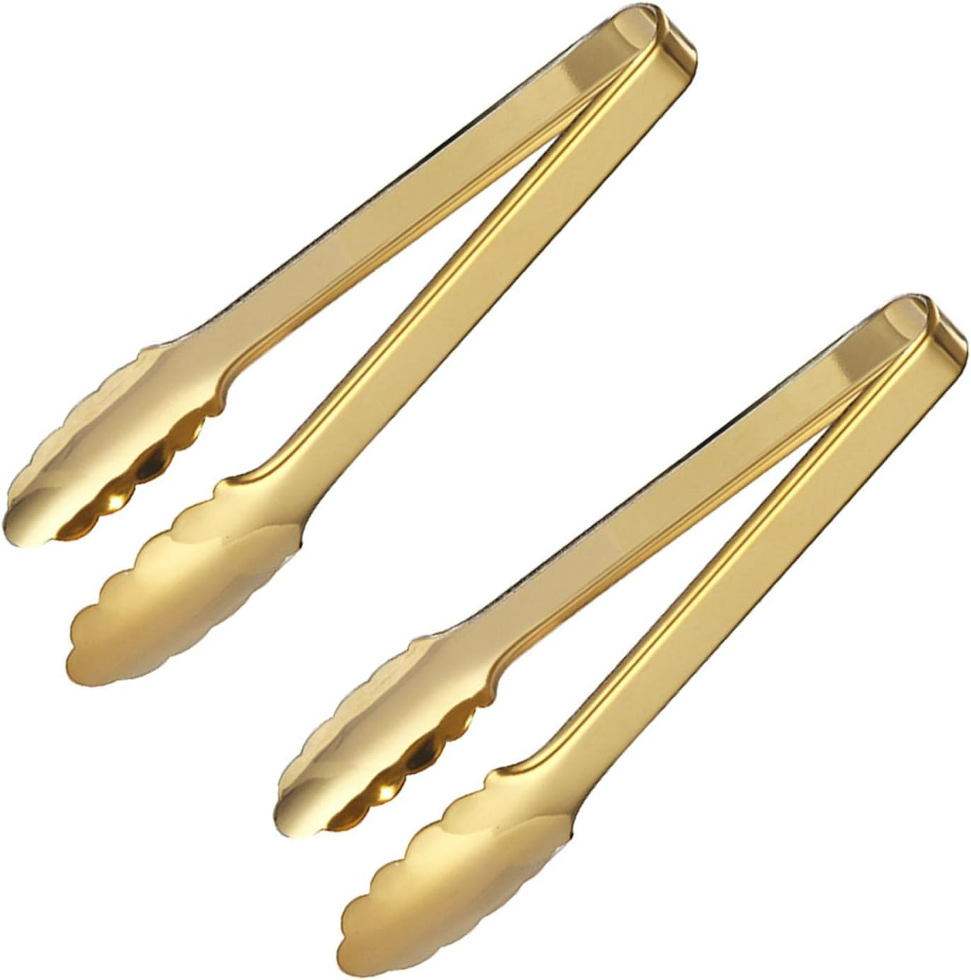 2Pcs 9 Inches Kitchen Tongs, Cooking Tongs Buffet Easy Grip Stainless Steel Serving Tongs Party Kitchen Utensils for Grilling BBQ Serving Salad Ice(Champagne Gold 2Pcs) image number 3