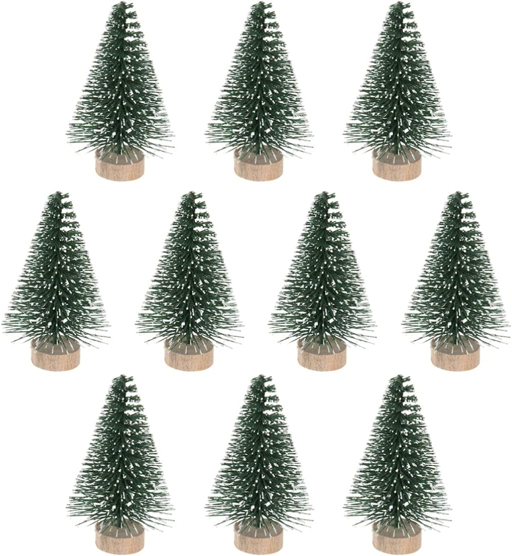 10Pcs 5Cm Mini Christmas Tree Decor with Snow Covered Pine Flocking, Desktop Xmas Party Ornament for Home Holiday Decoration image number 5