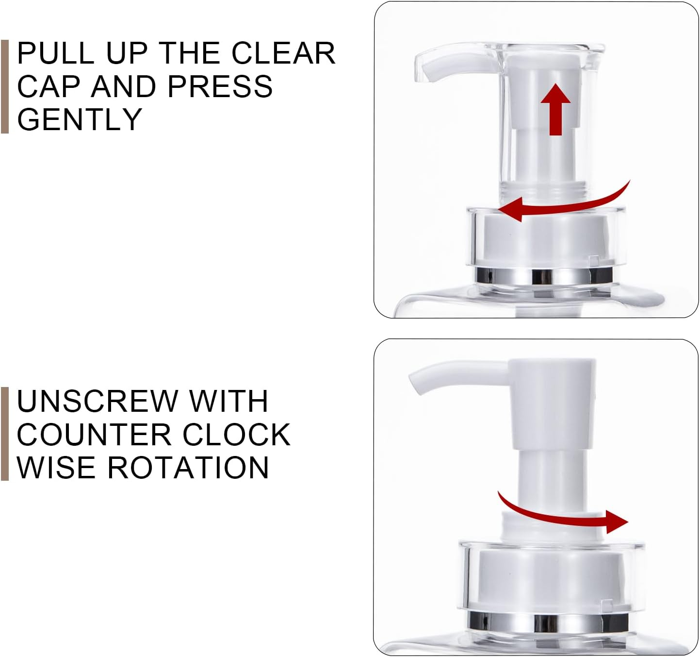 Yeeco Plastic Soap Dispenser, Clear 3 Pcs Refillable Shampoo and Conditioner Bottles, Empty Shower Bottles with Pump, Labels for Shower Bathroom Kitchen, 10Oz/300Ml image number 5