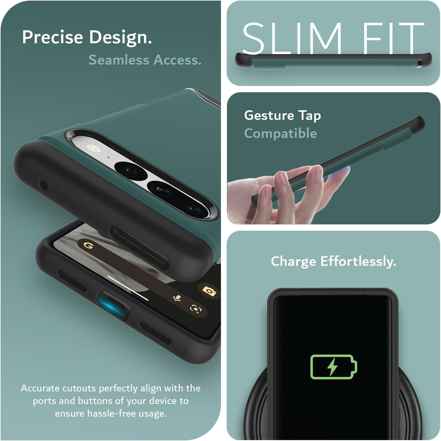 TUDIA Dualshield Designed for Google Pixel 7 Pro Case, [Merge] Shockproof Dual Layer Military Grade Slim Heavy Duty Protection for Pixel 7 Pro Phone Case Cover (Hunter Green) image number 3