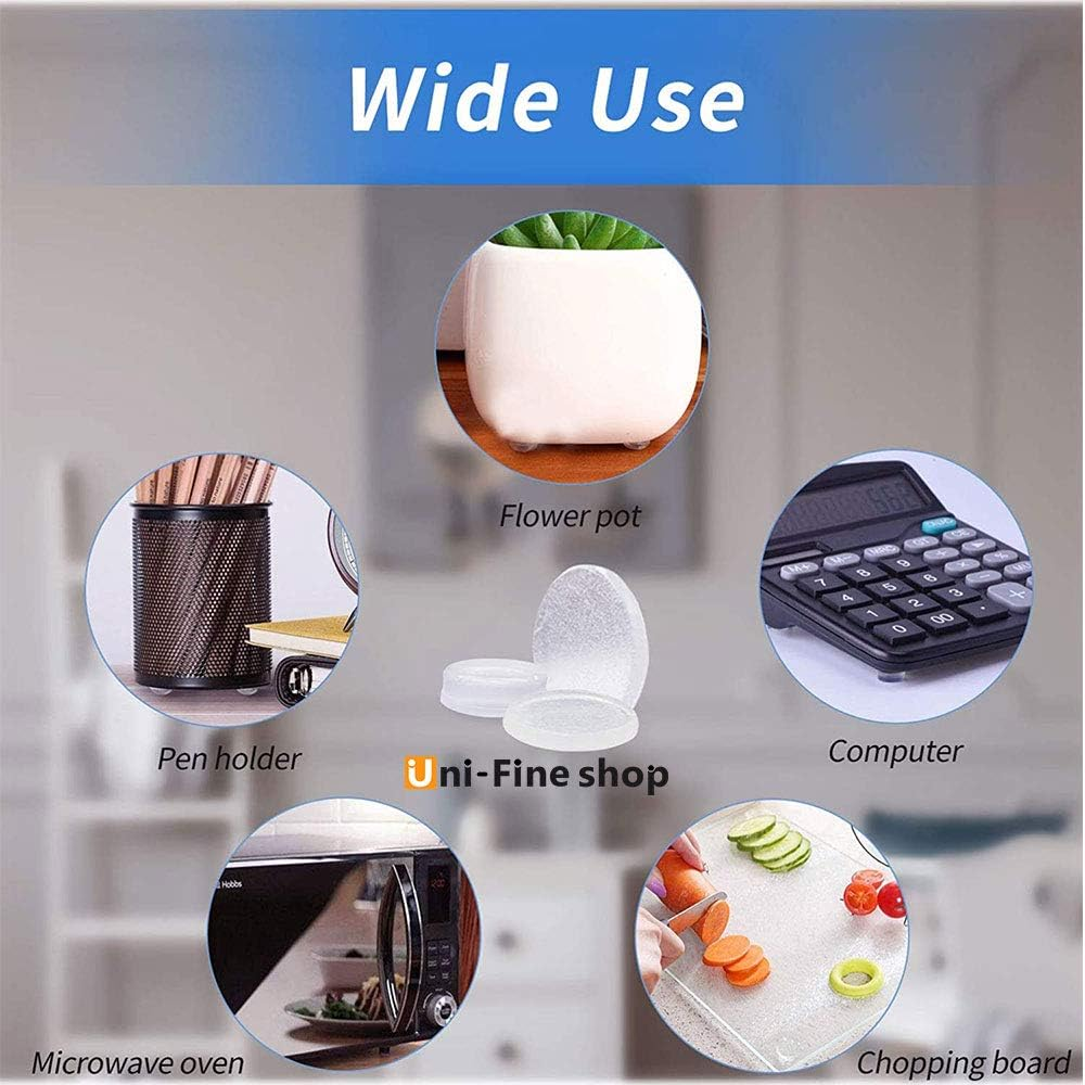 Uni-Fine 3 Size Clear Rubber Feet Self-Adhesive Door Bumper Elastic Transparent Silicone Pad Noise Dampening Pads Non-Slip Transparent Silicone Pad for Vases, Keyboards, Tables, Chairs,Glass(30Pcs) image number 1