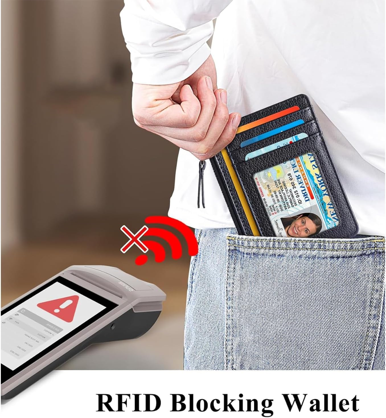 RFID Blocking Wallet for Men - Genuine Leather Slim Design with Zipper Coin Pocket, Anti-Skimming Credit Card Holder for Travel & Daily Use image number 1