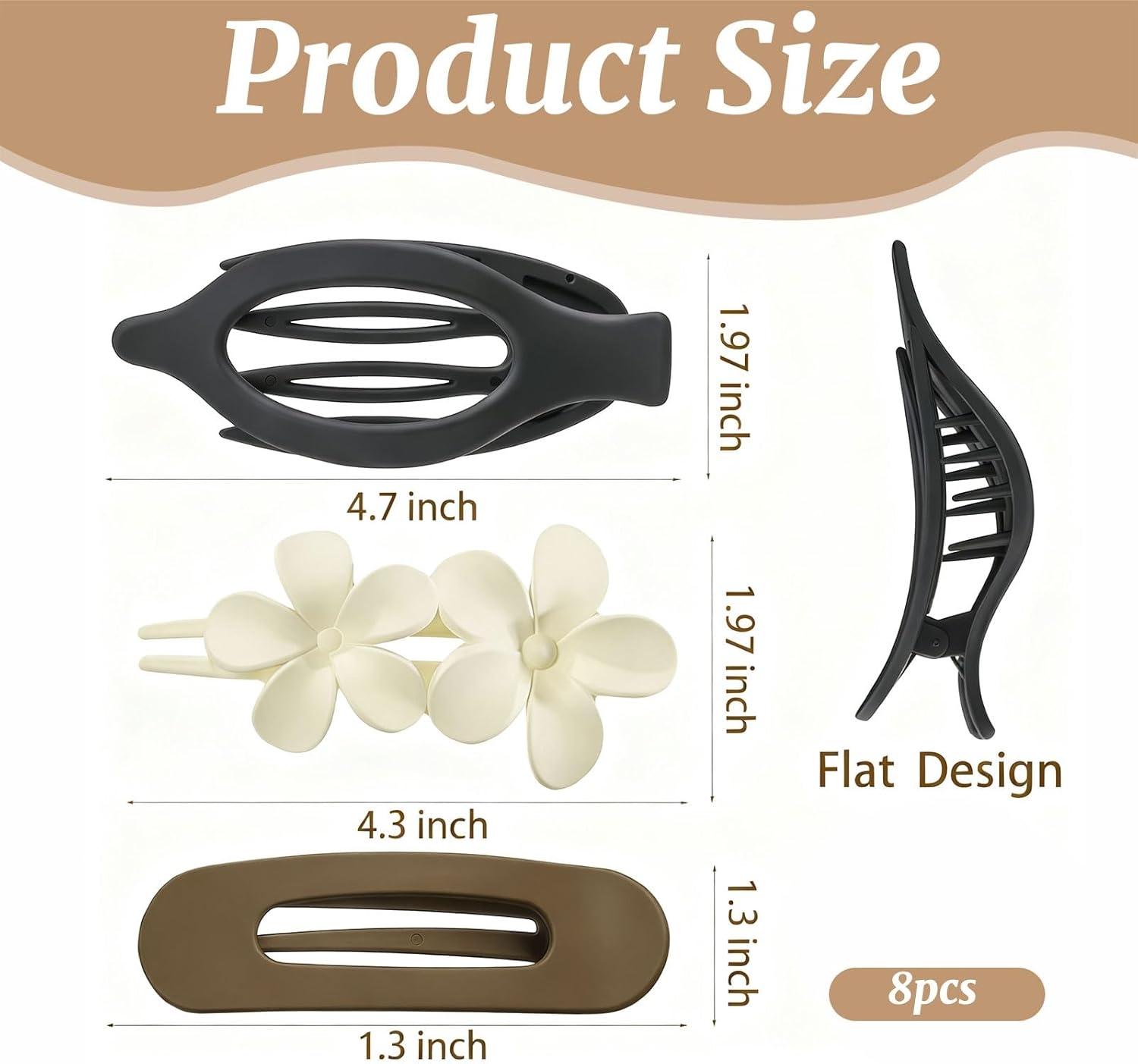 Xanthelle Hair Clips for Women, 8 Piece Duckbill Hair Clips Large, Flat Hair Clips & Duckbill Hair Clips, Non-Slip Hair Clip for Ladies