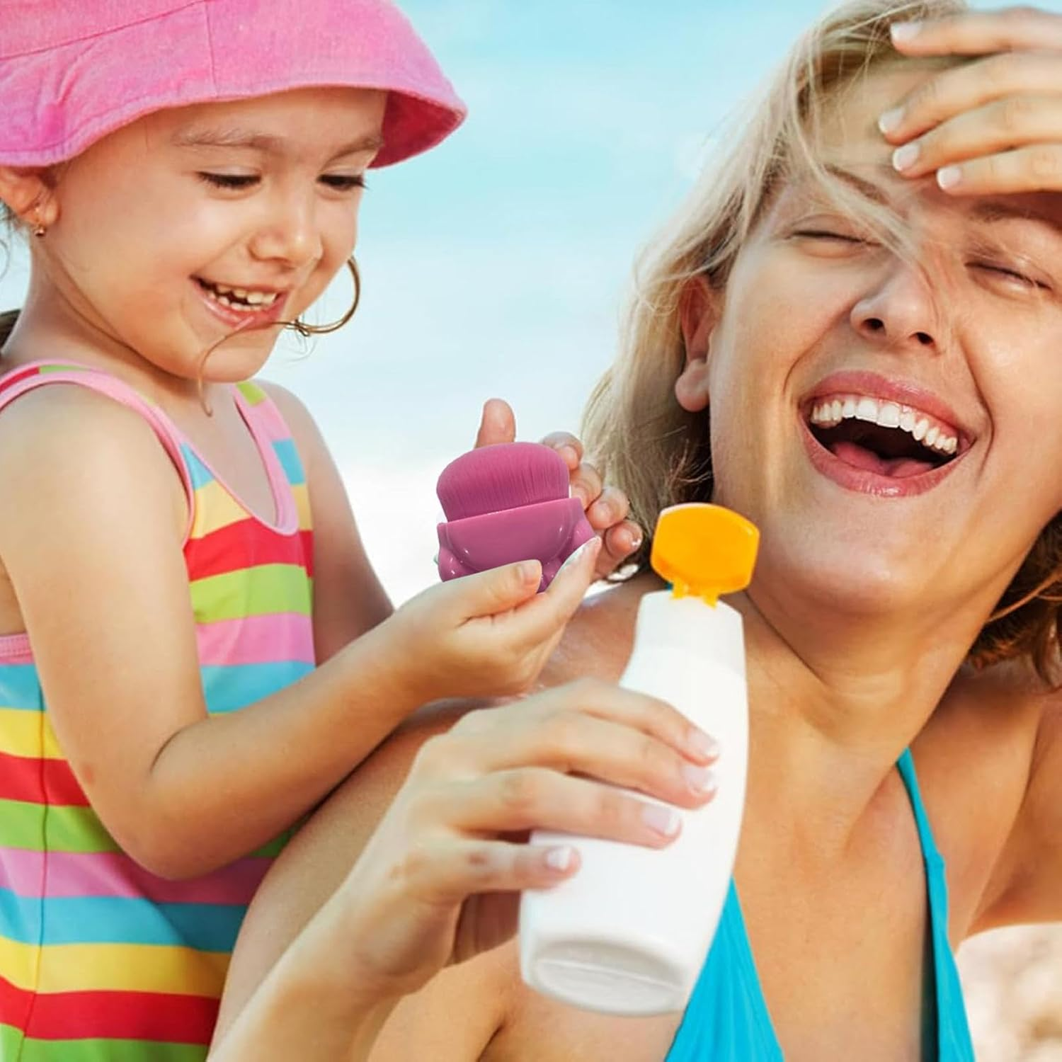 Sunscreen Applicator for Kids | Portable Sun Lotion Applicator,Ergonomic Sunblock Brush for Summer,Sunblock Buddy Brush Set,Cute Sun Cream Brush for Boys Girls - Pink image number 4