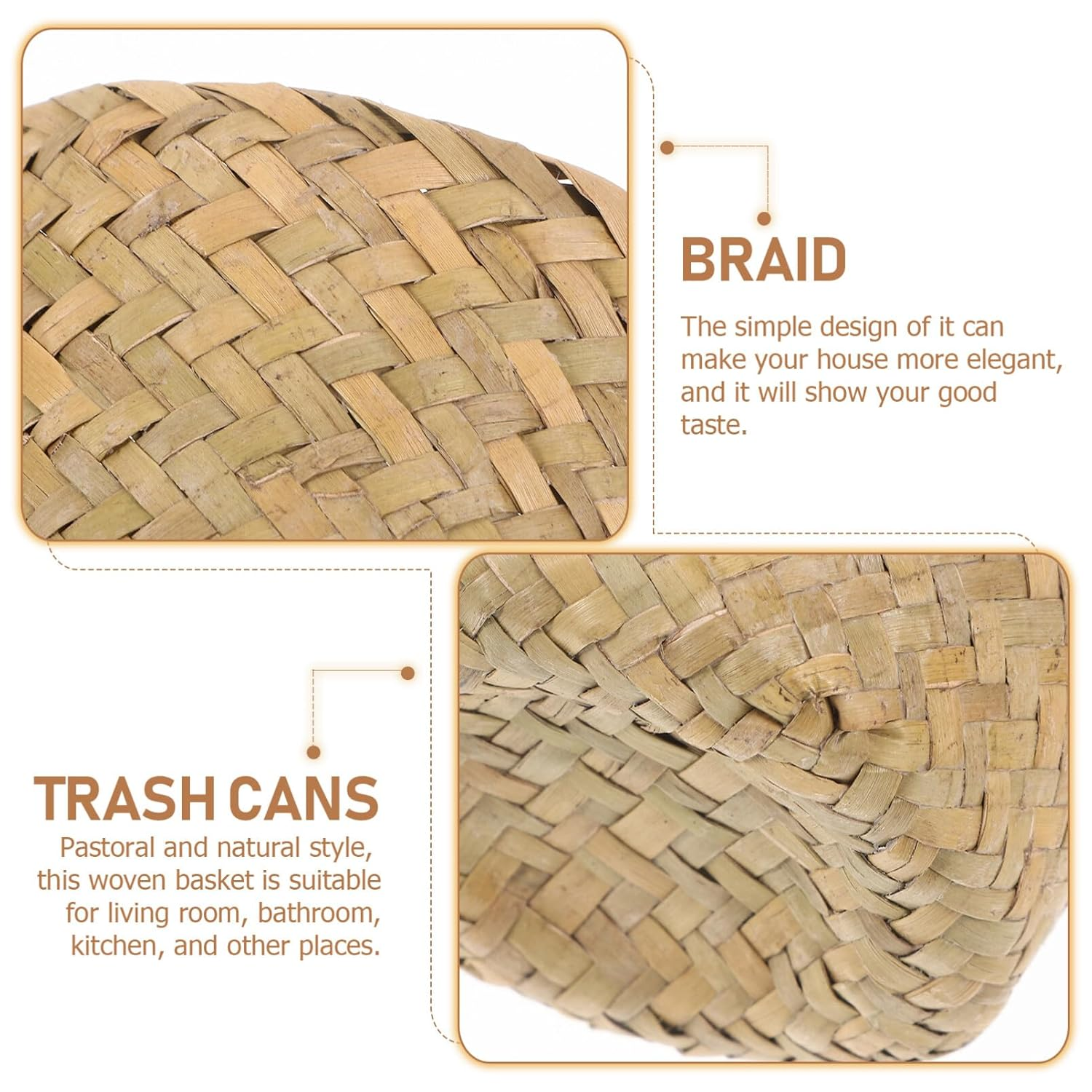 Ciieeo Mini Woven Trash Can Natural Straw Basket for Home Organizing Multifunctional Storage for Living Room and Aesthetically Pleasing Design image number 6