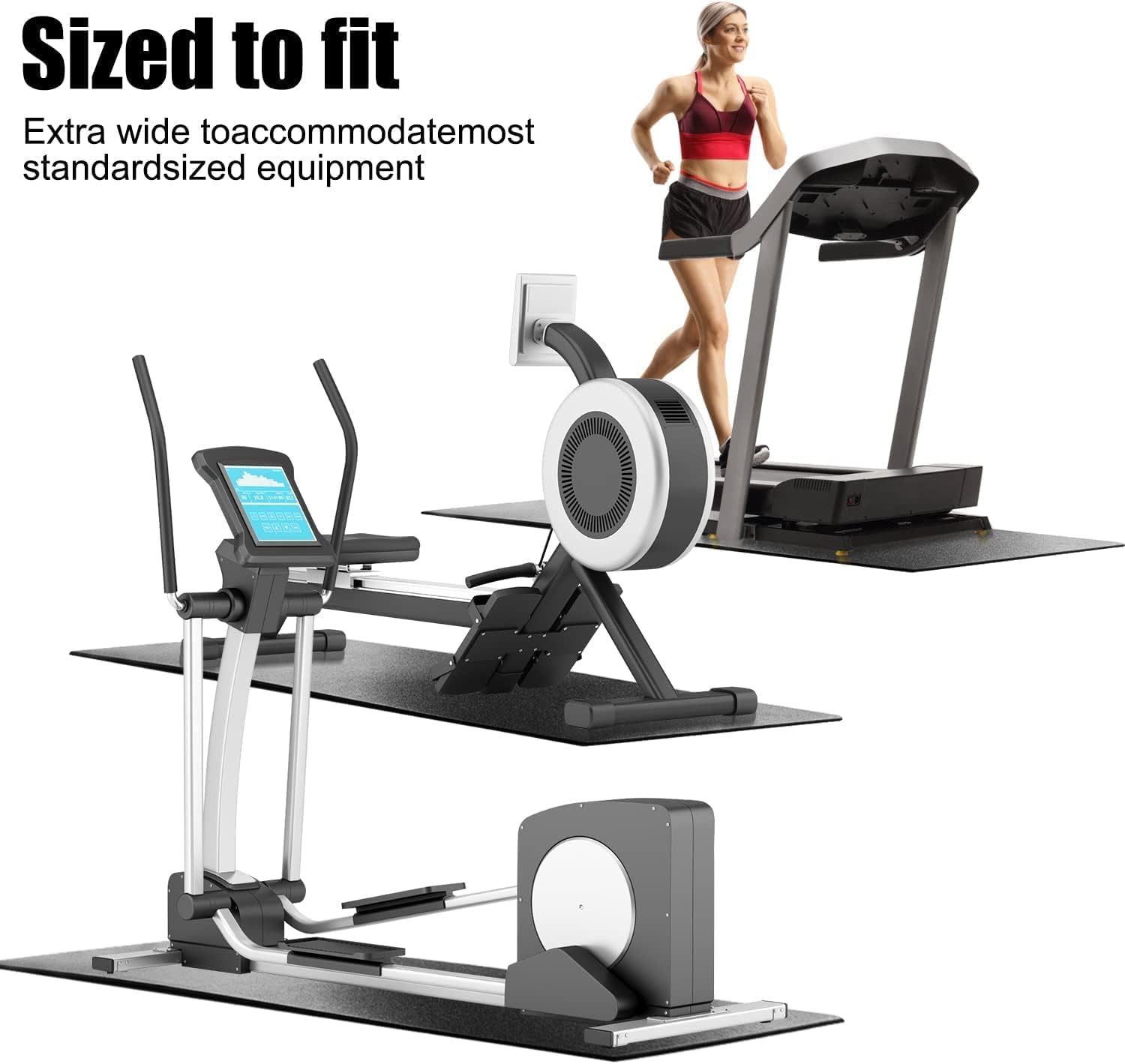 Non-Slip Commercial Treadmill Mat, 2M X 1M X 6Mm Exercise Equipment Mat, Bike Bicycle Trainer Floor Protector Mat,High Density, Noise Reduction, Fitness Gym Mat for Fitness & Exercise Equipment