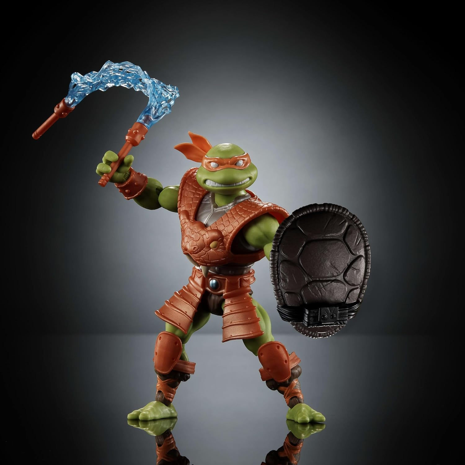 Masters of Universe Origins Turtles of Grayskull Michelangelo Reptile Wars Posable Action Figure, Teenage Mutant Ninja & Motu Crossover Hero Mikey Toy image number 2