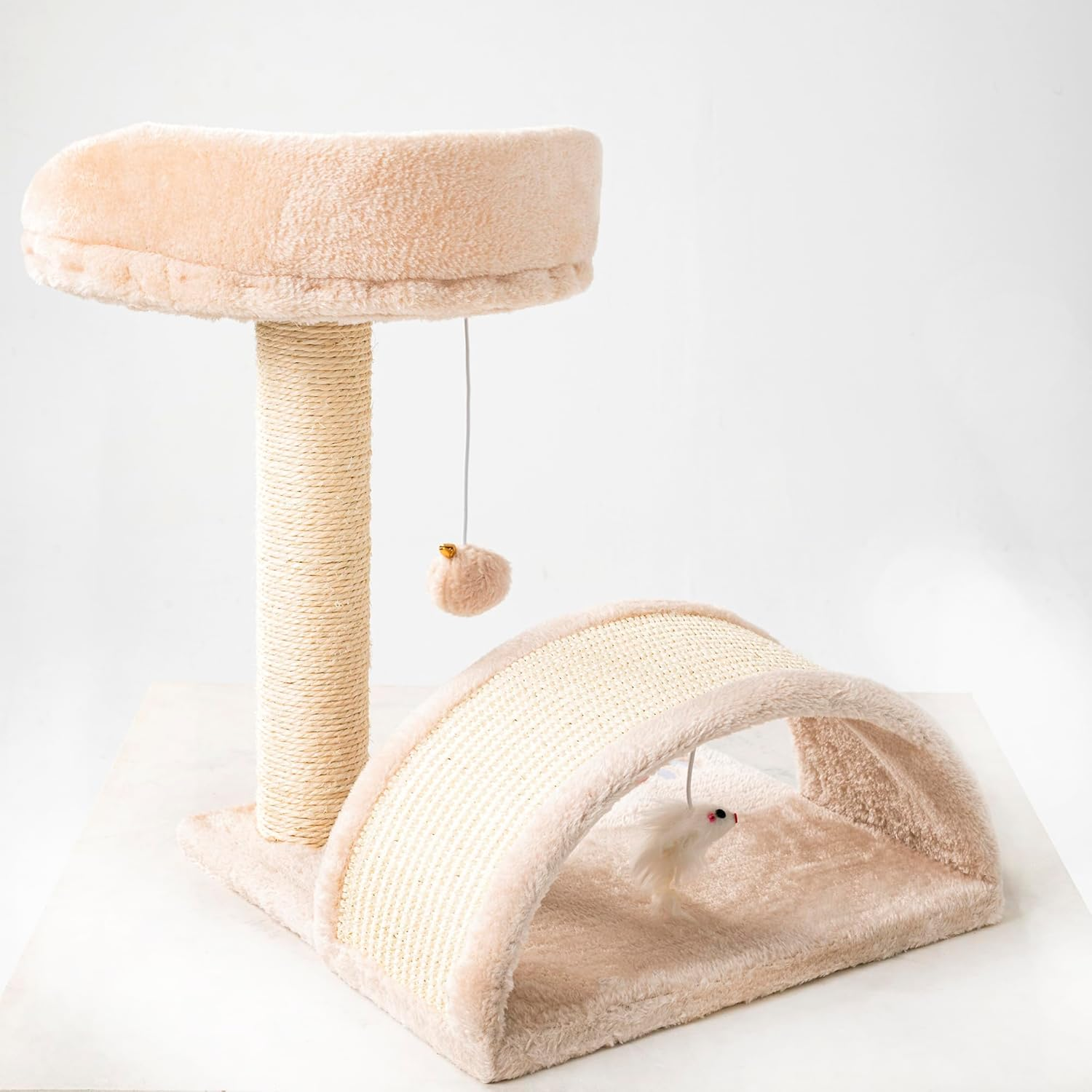 CASA Basics Cat Tree, 45 Cm Height, Compact Design with Scratching Post, Platform, Toys, Activity Trees (Gray and Beige)