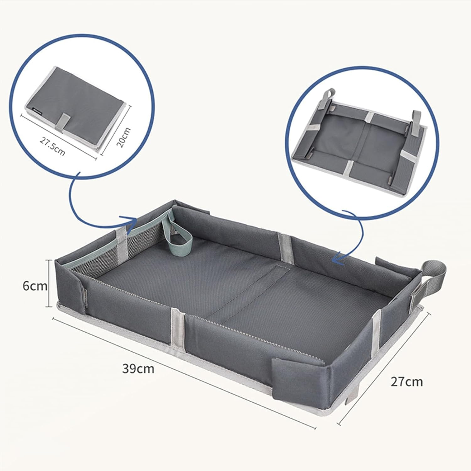 Travel Tray for Plane,Airplane Tray Table Cover,Foldable Travel Tray Cover,Travel Table with Pockets,Play Space Compact Flying Supplies Snack Desk for Road Trip Boys Plane Girls Train Vacation