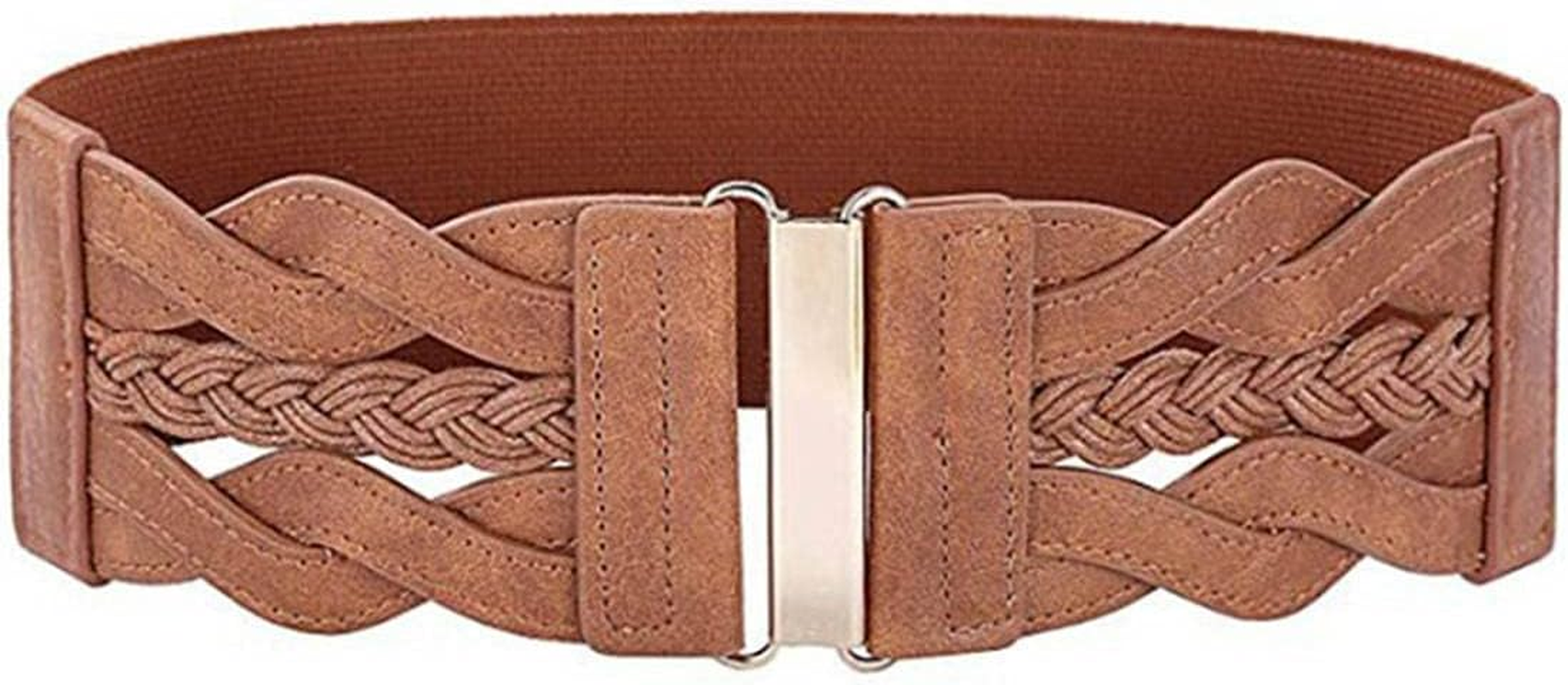 Retro Women'S Woven Wide Waist Belt Elastic Stretch Cinch Belts