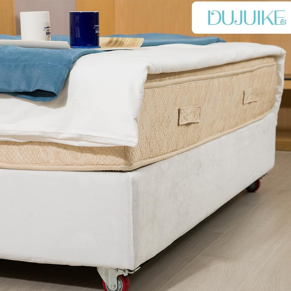 DUJUIKE Velvet Bed Frame Cover, Alternative to Traditional Valance, Fully Elastic, Easy to Install (Queen Bed :59-63", White)
