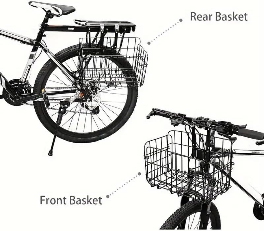 AIMALL Folding Metal Bike Basket Front and Rear Bicycle Storage Basket 12.8 X 7.9 X 8.7 Inches for Mountain and Folding Bikes image number 3