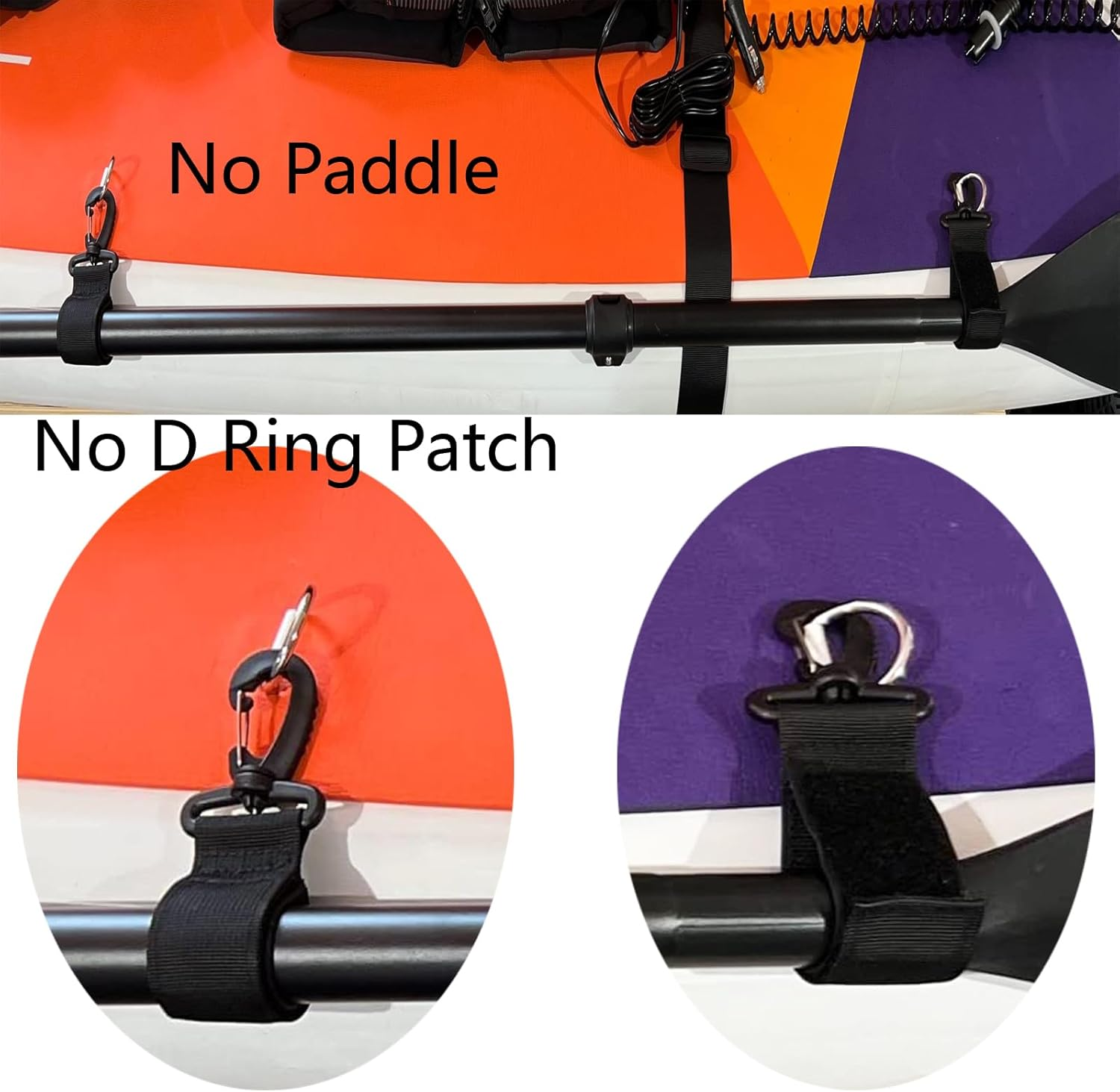 Pmsanzay SUP Paddleboard Inflatable Boat Paddle Keeper Paddle Holder Paddle Clip Kayak & Canoe Paddle Holder, Set of 4. with Pad Eye Deck Loops Tie down with Screws, No D Ring Patch ! image number 4