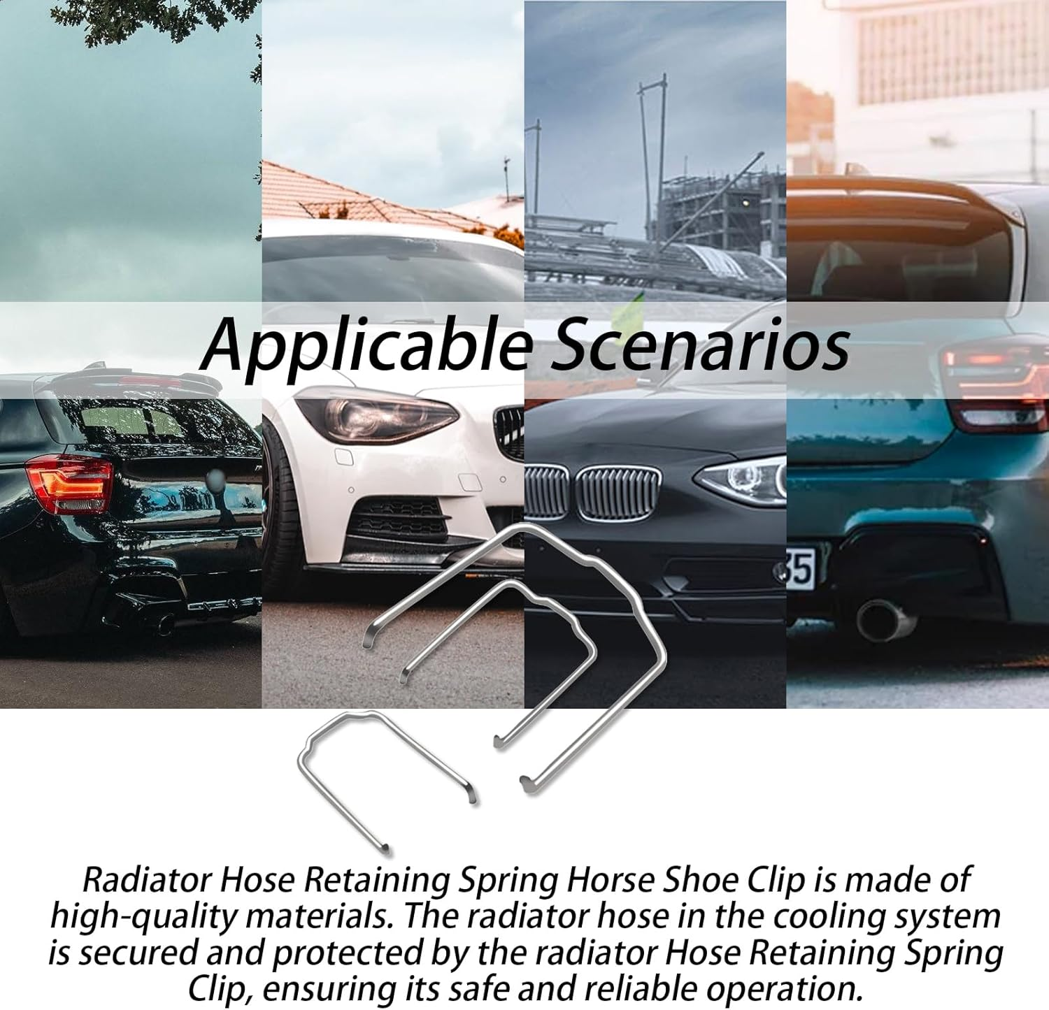 XTPTFABS Radiator Hose Retaining Spring Horse Shoe Clip Clamp，Radiator Hose Clip 154 23 Compatible with BMW E39 E38 E60 E90 745Li X5 E46 325I 328I M3 540I 740Il 740I, image number 3