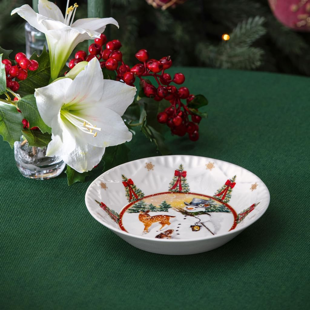 Villeroy & Boch - Toy'S Fantasy Small Porcelain Christmas Bowl, Serving Bowl with Snowman and Animals, Ceramic Bowl, Christmas Plate Deep