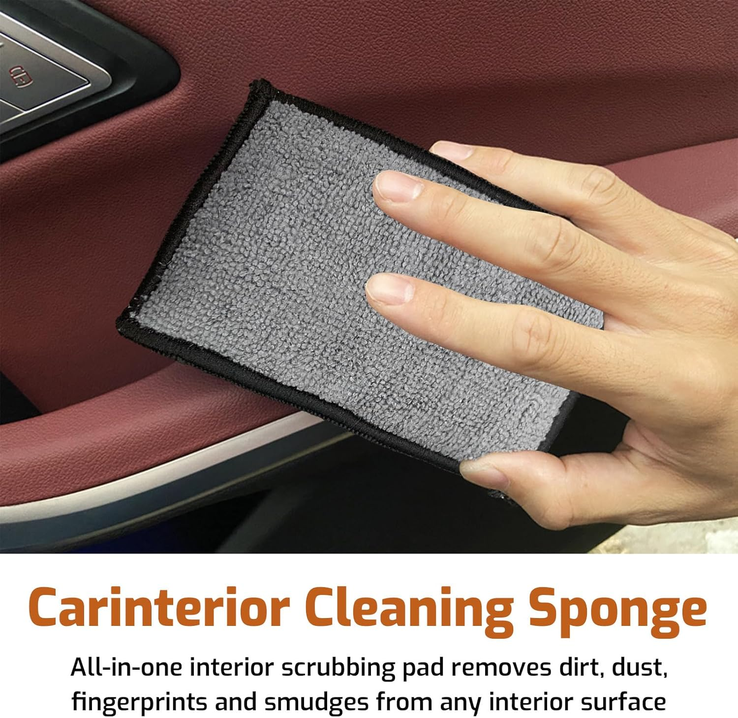 Tzylomirx 5"&times;3" Car Interior Scrubbing Sponges, Microfiber Car Wash Sponges, Auto Detailing Scrub Pads for Cleaning Car Leather, Plastic, Vinyl, Upholstery (2Pcs, Gray & White) image number 2