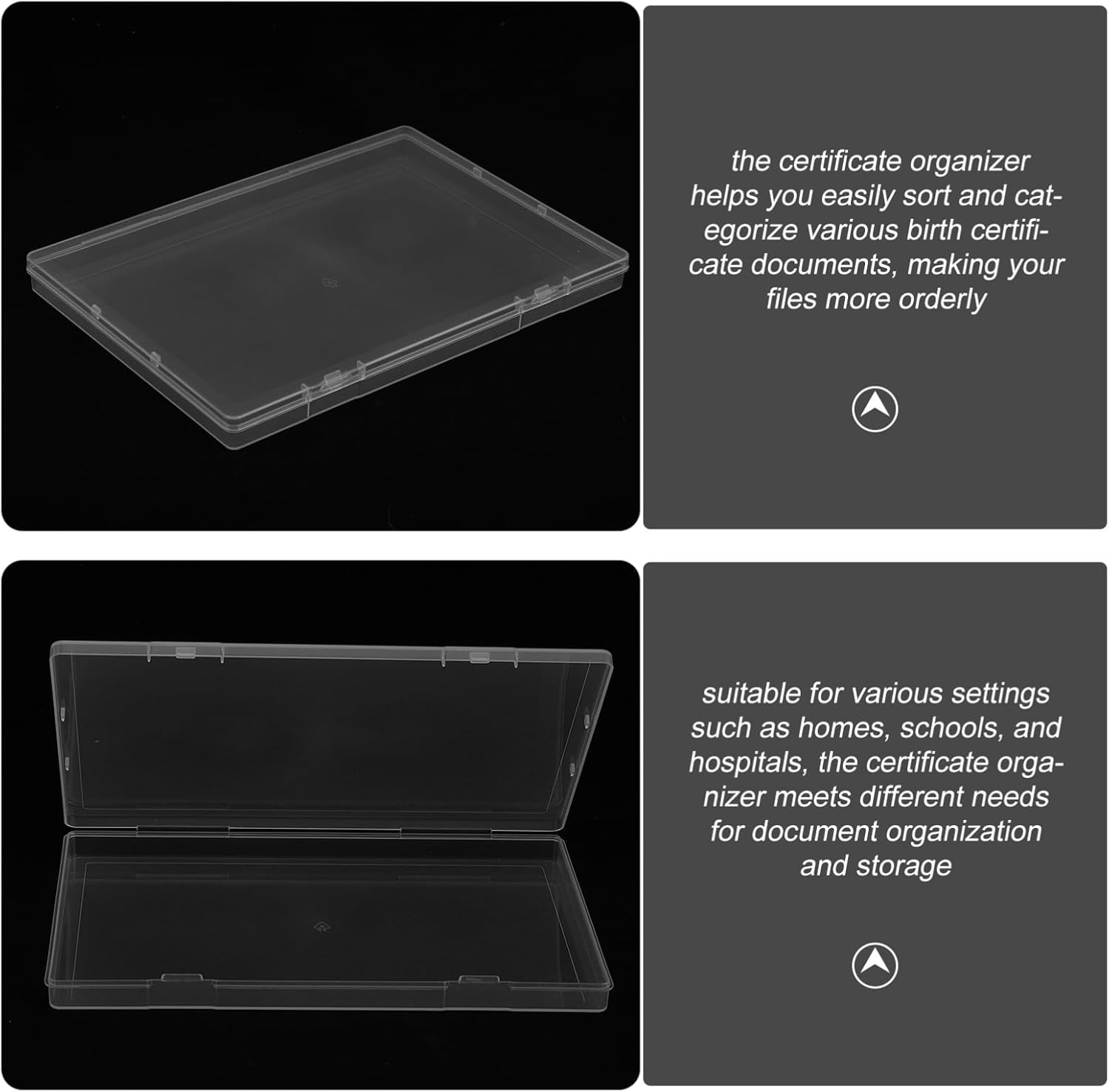 2Pcs Document Organizer Box Birth Certificate Storage File Case Portable Lid Storage Box image number 6