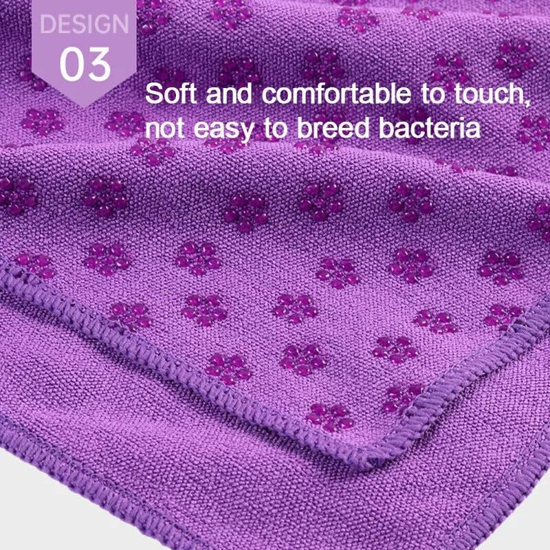 Non-Slip Yoga Towel Mat Fitness Gym Microfiber Blanket, Super Absorbent, 72"X25" - Light Purple image number 4