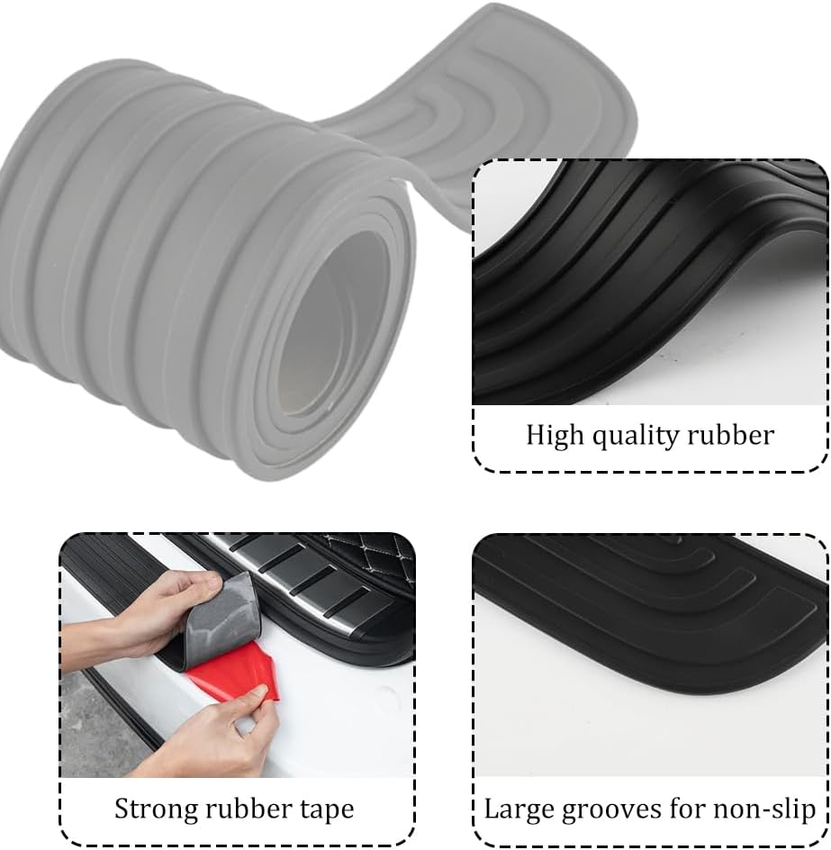 Car Rear Bumper Guard, 2.95 Feet Long Car/Suv Universal Black Rubber Scratch Resistant Trunk Exterior Accessories image number 5