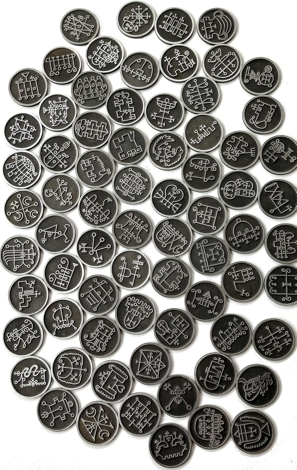 Ars Goetia 72 Metal Coins Complete Set of All King Solomons 72 Goetic Demon Seals from the Lesser Key of Solomon image number 1