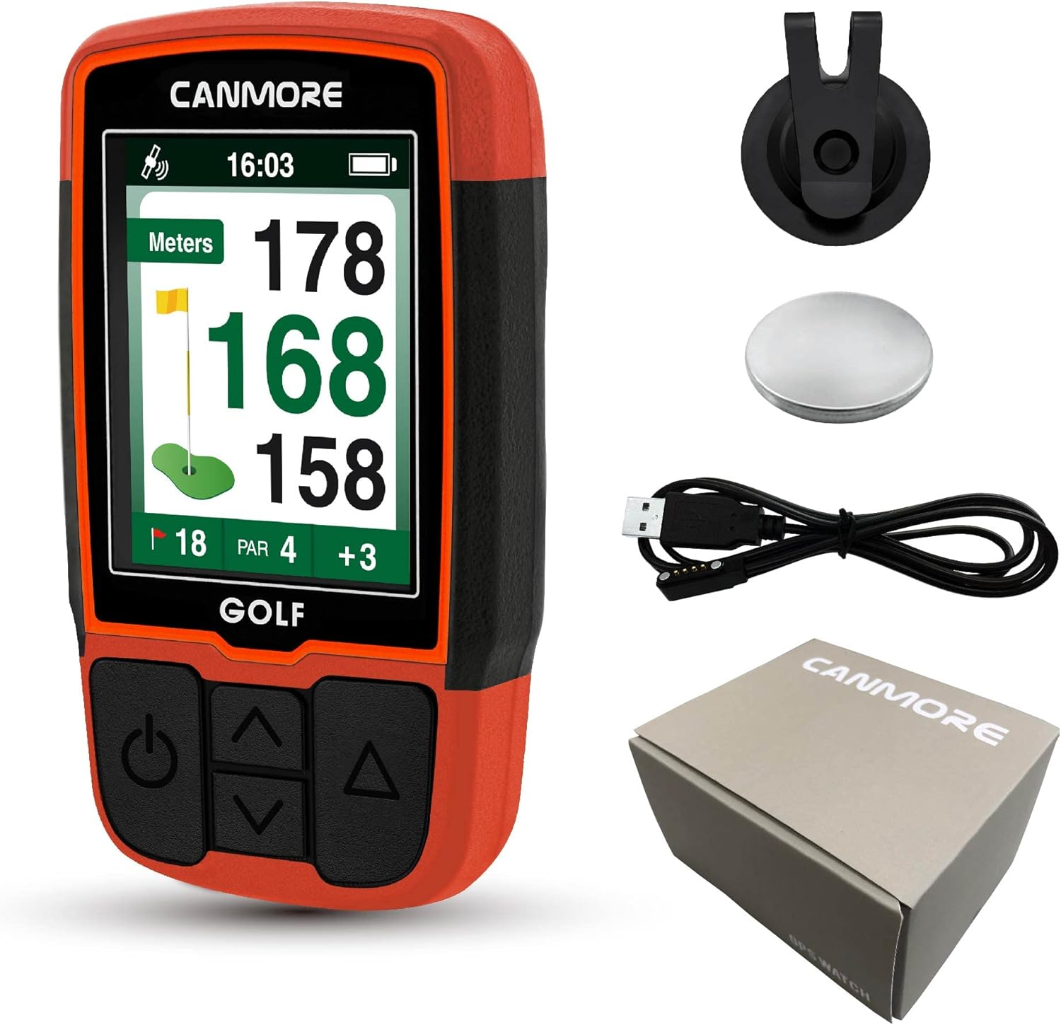 CANMORE Handheld Golf GPS HG200 - Water Resistant Full-Color Display with 41,000+ Essential Golf Course Data and Score Sheet - Free Courses Worldwide and Growing (Orange) image number 2