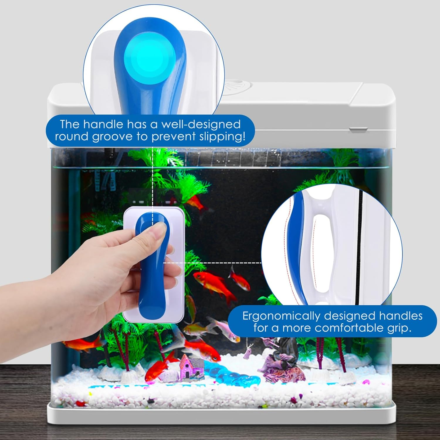 COVVY Magnetic Fish Tank Cleaner Brush,Floating Magnetic Aquarium Fish Tank Glass Algae Scrubber Cleaner Brush Tools for Aquatic Algae Cleaning (M) image number 2