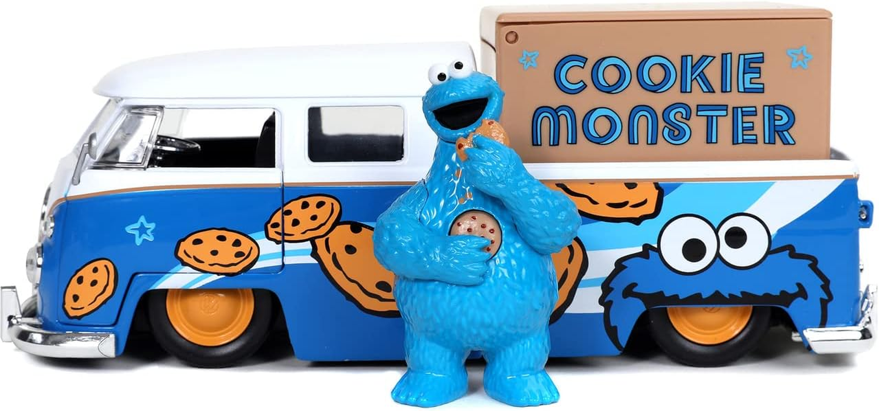 Jada Toys Sesame Street - 1963 1:24 Scale Die Cast Volkswagen Bus with Cookie Monster Figure - Multicolor image number 6