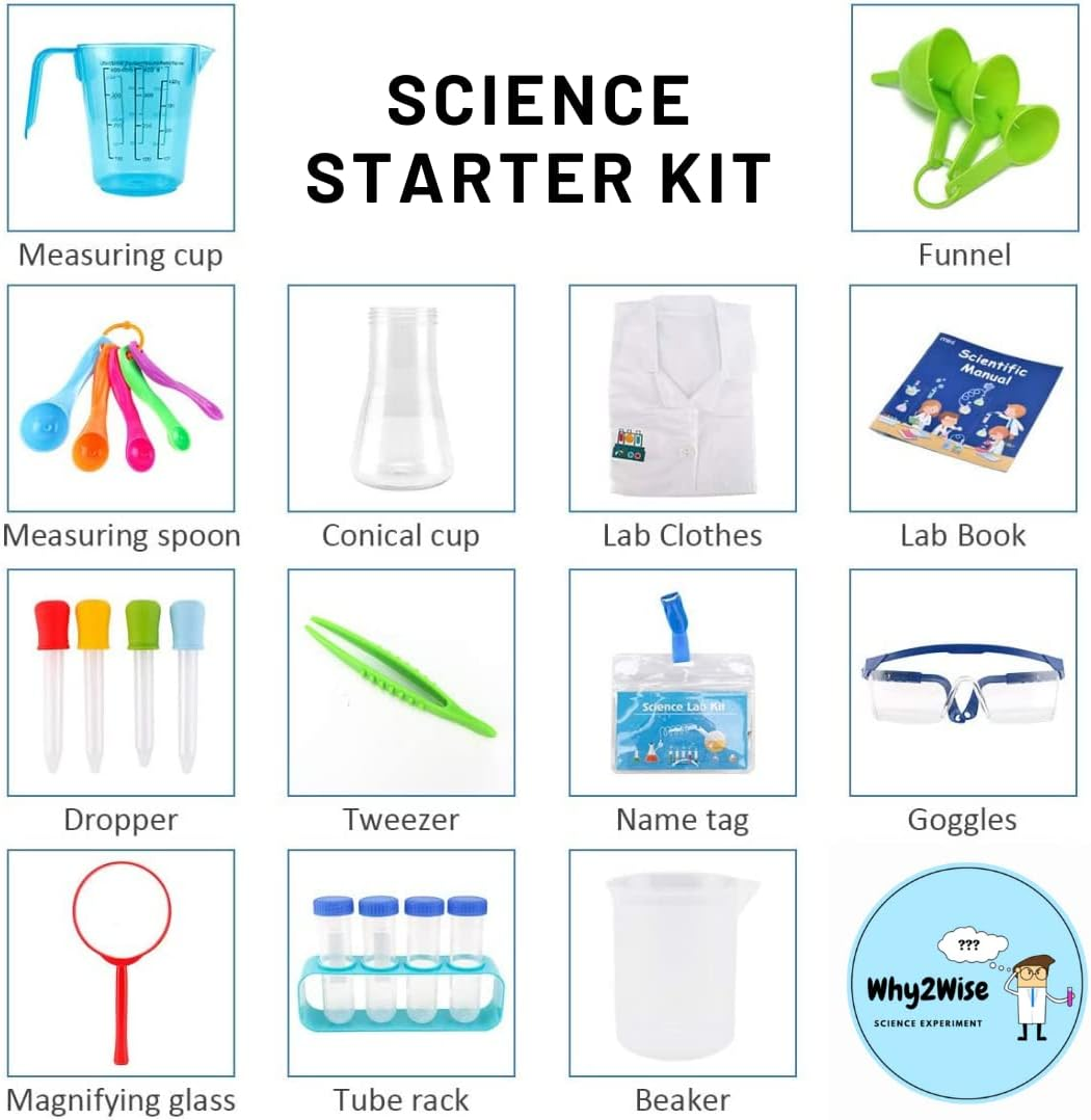 Why2Wise Kids Science Experiment Kit with Lab Coat Scientist Costume Dress up and Role Play Science Experiments for Kids STEM Educational Learning Science Toys image number 1