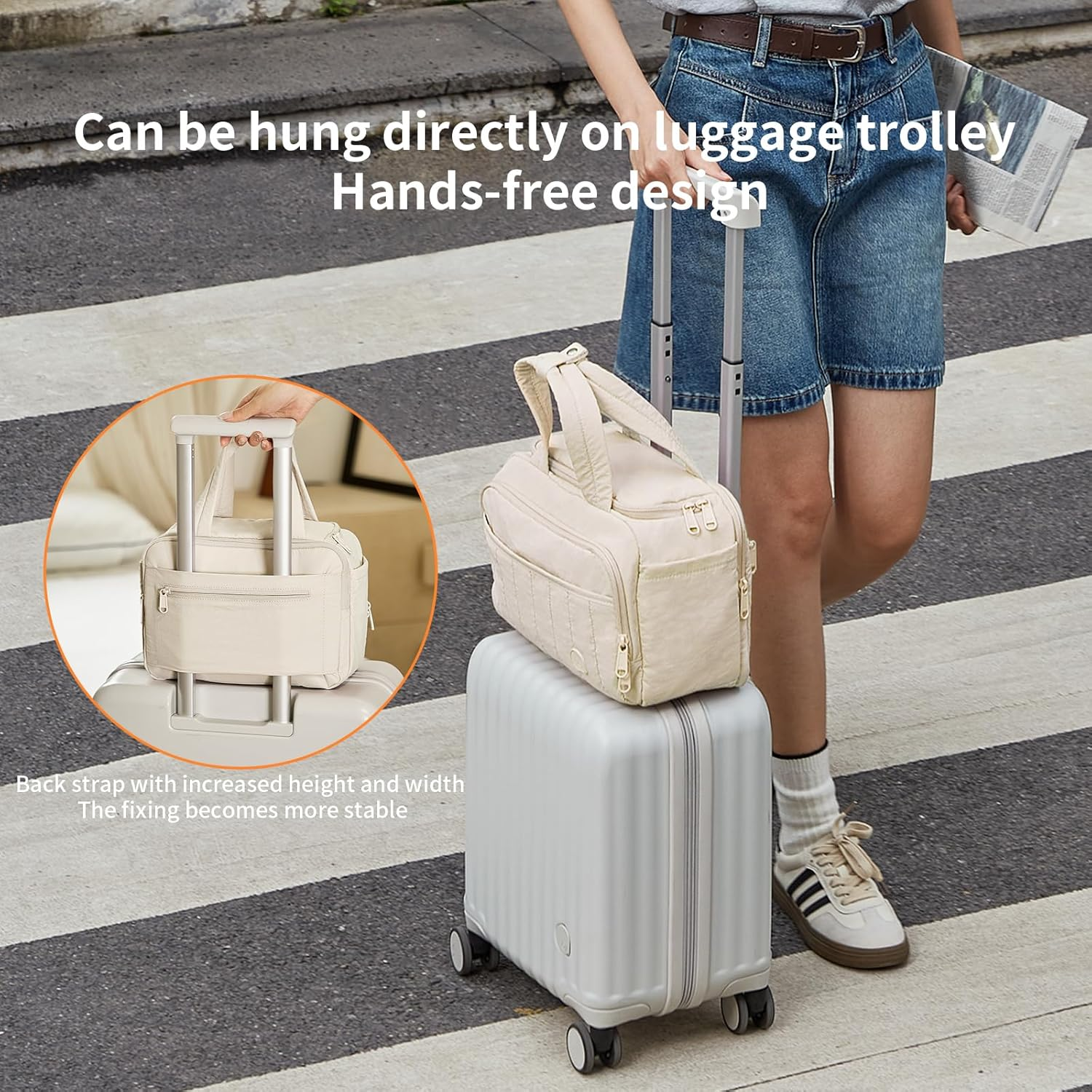 AJI Toiletry Bag Makeup Bag: Travel Toiletry Bag Cosmetic Bag - Lightweight Water-Resistant Travel Makeup Bag - Multiple Pockets Makeup Case for Makeup Storage Travel Toiletries (Milkshake White) - Milkshake White image number 5