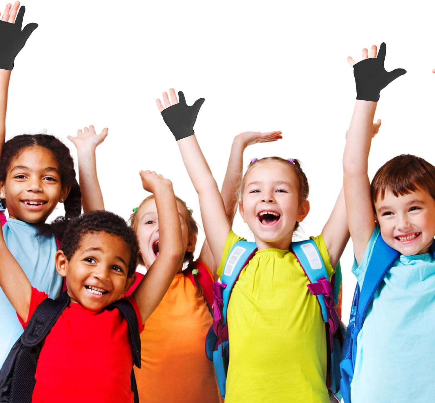 Kuskins 4 Pcs Thumb Sucking Guard Gloves for Kids Ages 5-13, Breathable Sensory Gloves to Stop Thumb Sucking & Nail Biting, Soft Cotton anti Suck Guard with Chewy Compression (Black) image number 5