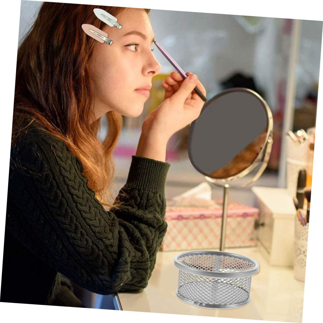 TOGEVAL Office Supply Mesh Paperclip Storage Desktop Mesh Holder Clip Basket Clip Holder for Desk Organize Your Desk image number 5