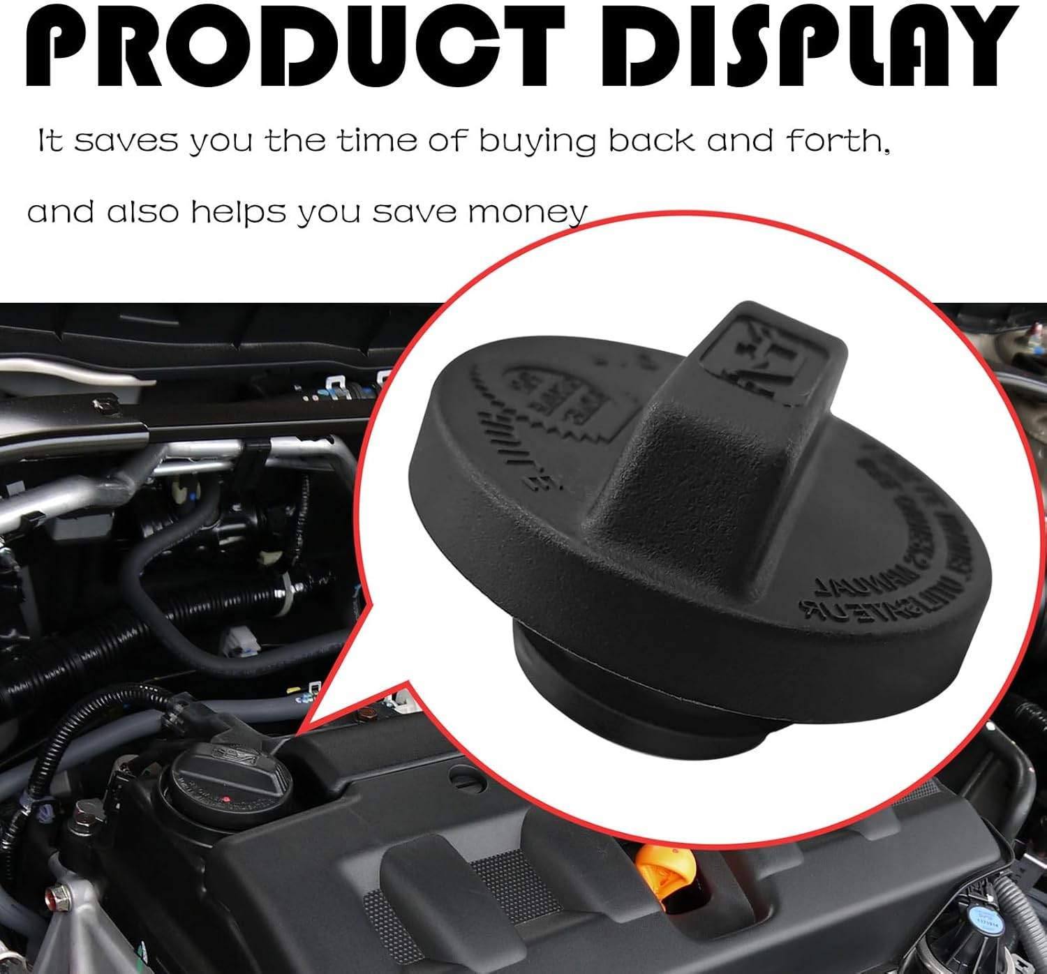 Engine Oil Filler Cap, Compatible with 2003-2018 Acur MDX, 2002-2011 Honda CRV, 2003-2019 Civic Pilot Accord CR-V, 2015-2019 Fit, 2004-2014 Acur TL, 2004-2019 Odyssey, 15610-P5G-000 image number 2