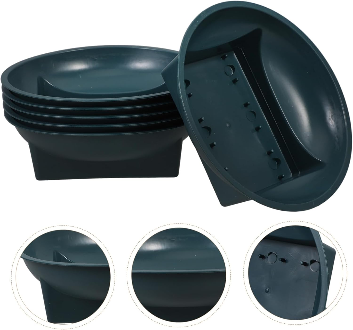 NULYLU 6Pcs Green round Floral Bowls Cemetery Planter Flower Arrangement Holders 16X16X5Cm Indoor Outdoor Yard Plant Bowls Memorial Gardening Supplies image number 5