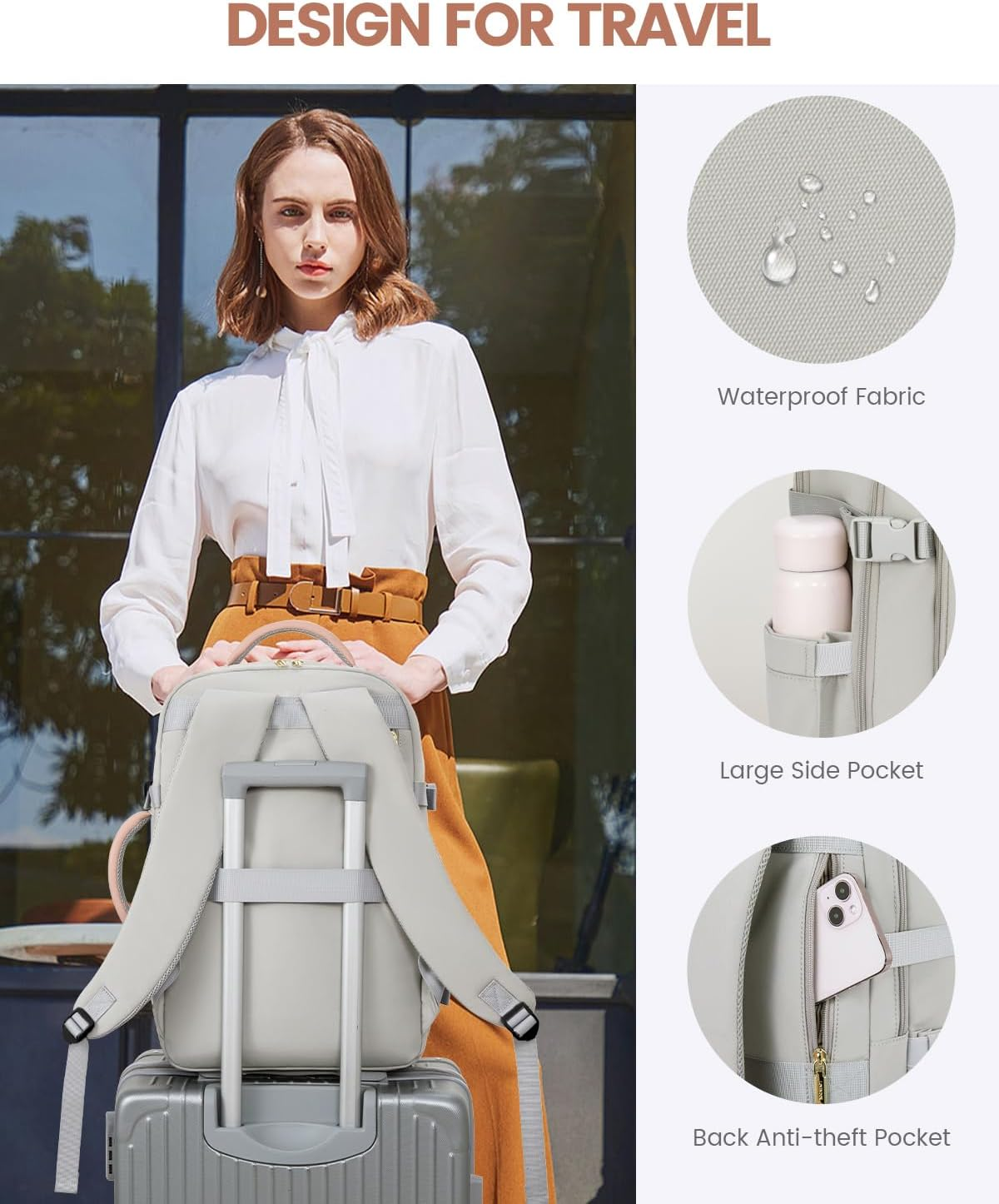 LOVEVOOK Carry on Travel Backpack for Women Men Flight Approved, 40L/50L Personal Item Backpack for Airplanes, Business Weekender Overnight Daypack Fits 17 Inch Laptop image number 1