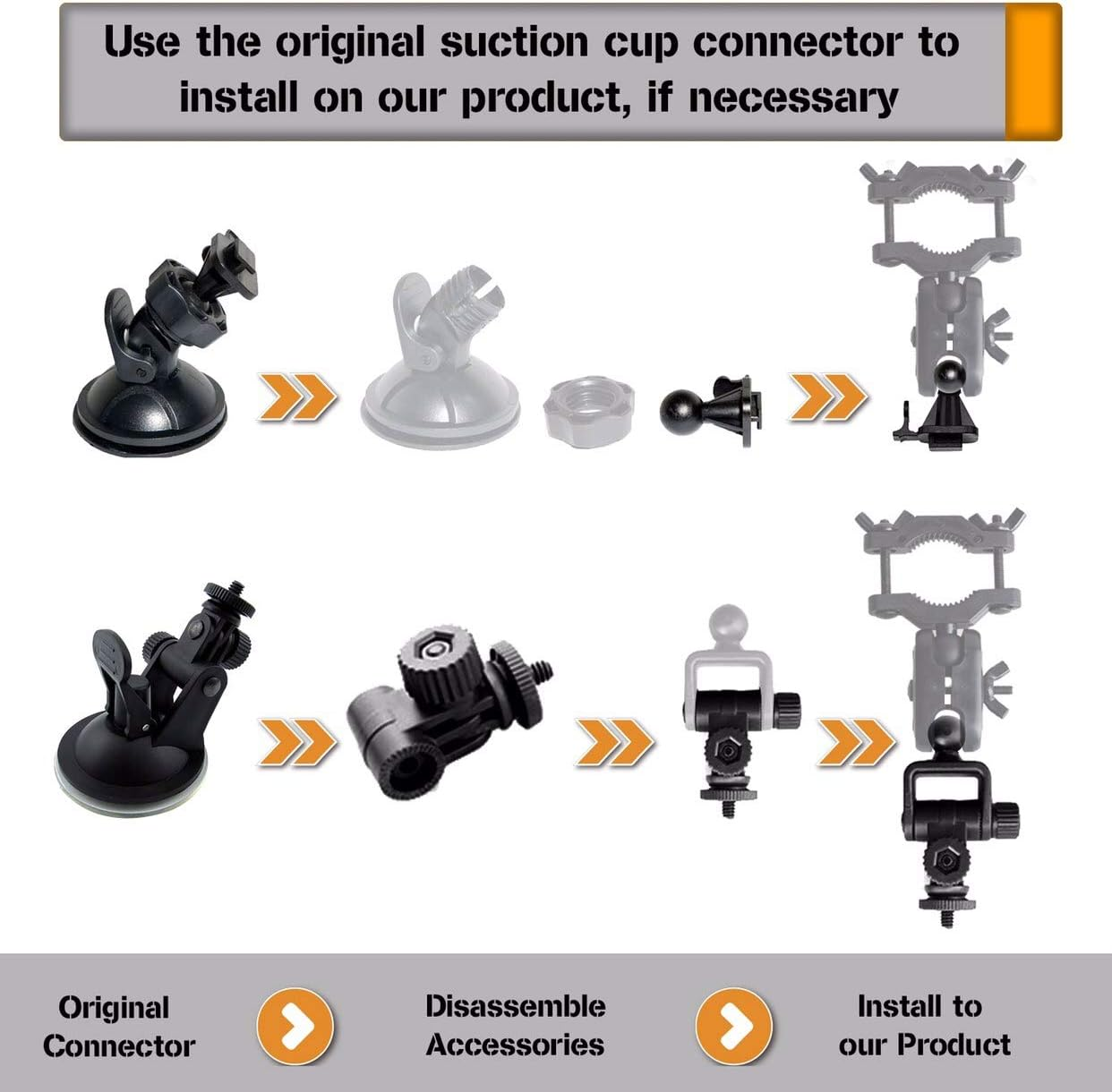 Universal Dash Cam Mount Rear View Mirror Holder with 16 Different Joints Compatible with APEMAN, Falcon F170, Old Shark, Peztio, Rexing V1P, Roav, UGSHDI, Z-Edge and Most Car Dash Camera image number 1